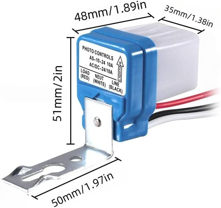 Clearhill 2 Pack - 12V 10A Automatic On/Off Photocell Street Light Switch, 50-60Hz Photo Control Sensor for Outdoor Lighting image number 5