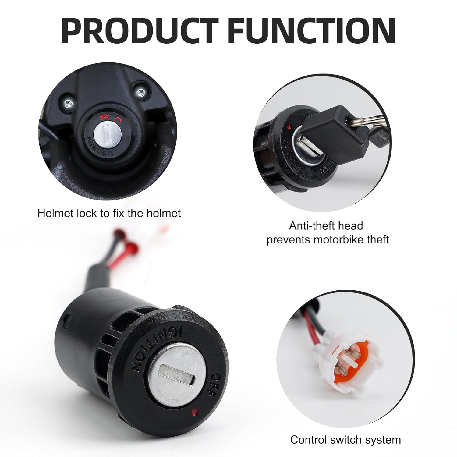 Motorcycle Ignition Key Switch Kit for All Talaria Sting, Motorcycle Ignition Lock Cylinder with 2Pcs Key Front Lock, Ignition Starter on off Switch Key Set for Taparia Sting