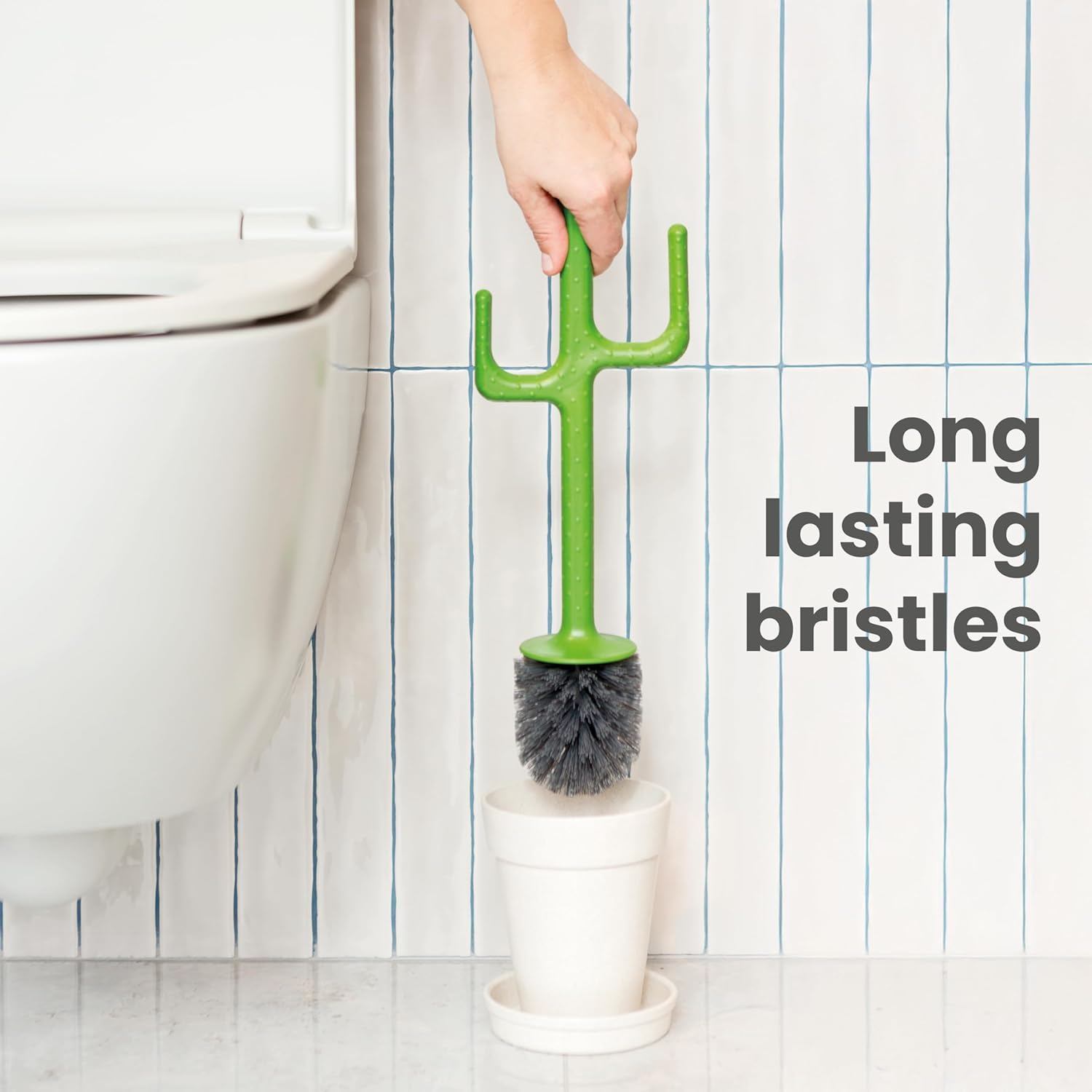 Vigar Cactus Toilet Brush Set, Toilet Brush and Holder Set with Cactus-Shaped Handle, Planter Base and Saucer for Bathroom, Home Cleaning Essentials image number 4