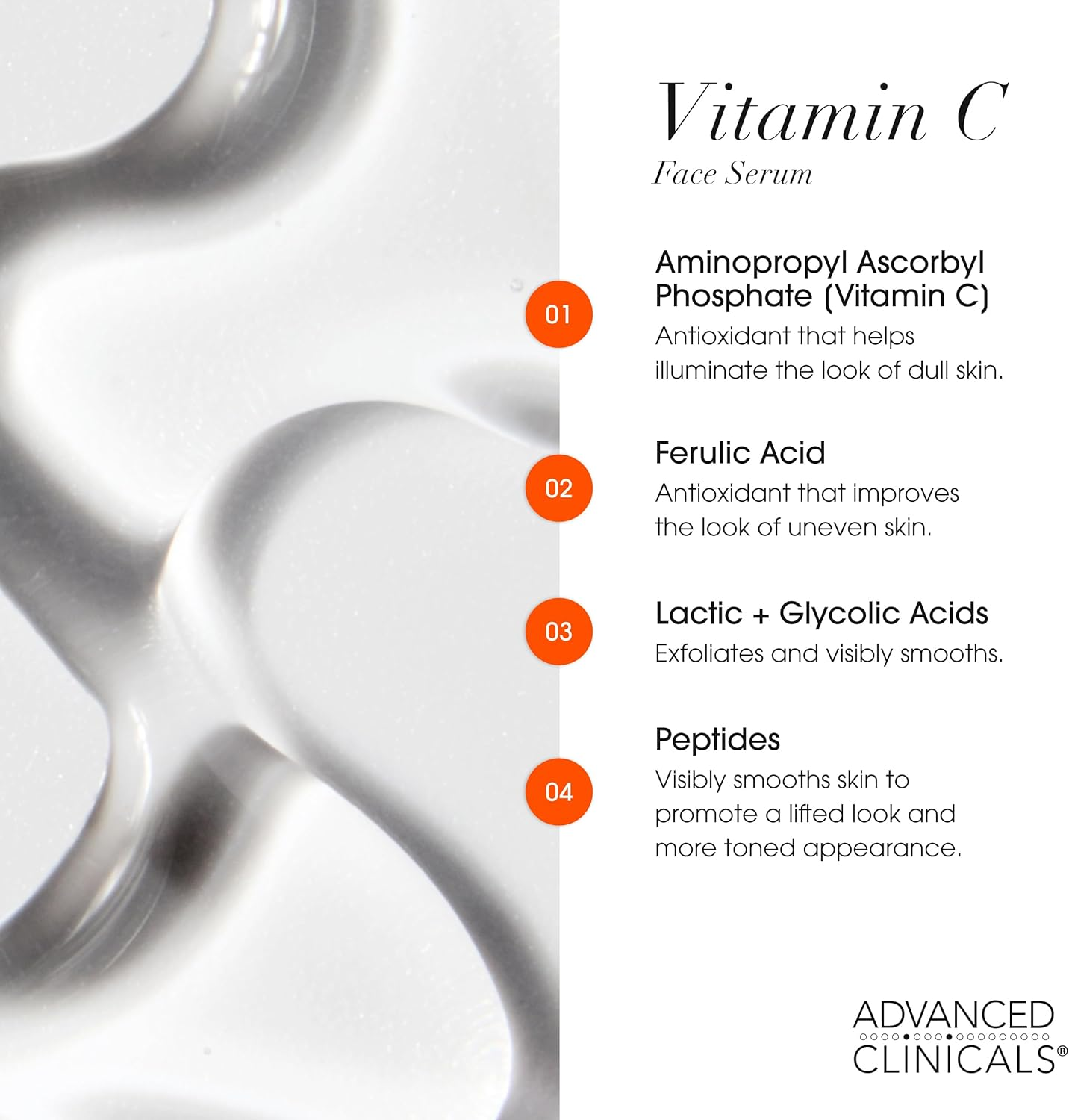 Advanced Clinicals Complete Skin Care Set with Anti-Aging Retinol Serum, Plumping Collagen Serum, and Vitamin C Serum for Wrinkles, Dark Spots, and Uneven Skin Tone. Three Large 1.75Oz Bottles image number 4