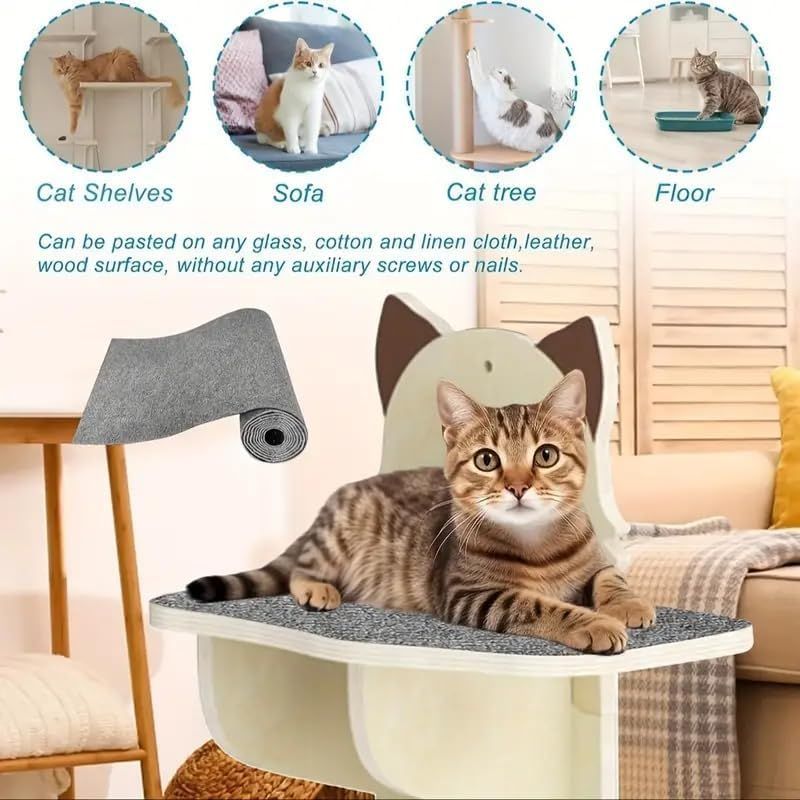 Self-Adhesive Cat Scratching Mat, 1Pc Cat Carpet Climbing Scratcher Pad, Self-Adhesive Cat Wall Scratching Mat image number 4
