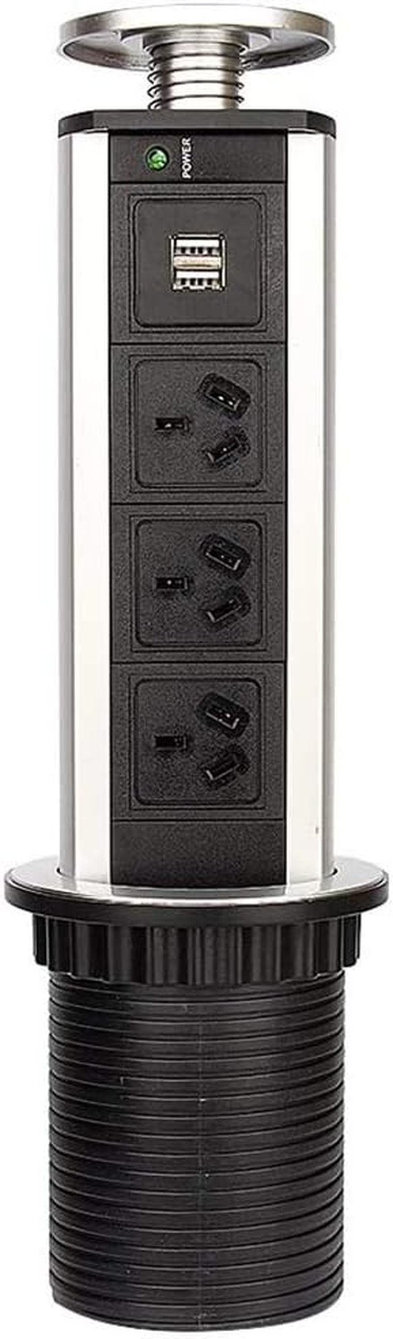 Pop up Power Point, Pop up Socket Desktop Socket Tabletop Socket 2 USB+3 Plug Outlet Socket Power Strip Retractable Power Strip for Kitchen Counter, Conference Room image number 3