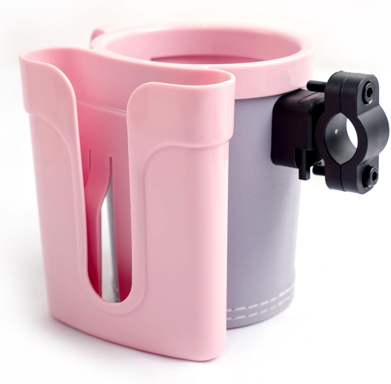 Bike Cup Holder Handlebar Cruiser with Cell Phone Holder Key Holder for Bicycle Motorcycle Scooter Boat Pink - Black image number 2