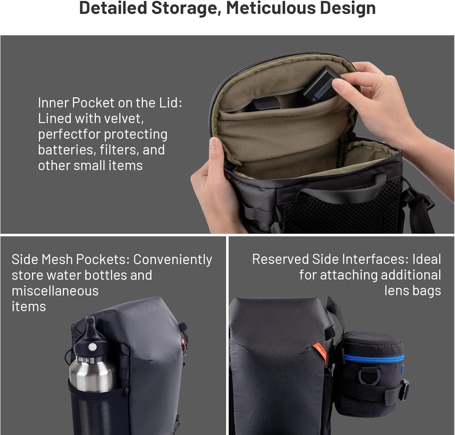 PGYTECH Camera Top Loader, Dslr/Slr/Mirrorless Cameras and Lenses with Adjustable Shoulder Strap, Expandable Organizing Pockets for Nikon/Canon/Sony Mirrorless Cameras, Waterproof image number 3