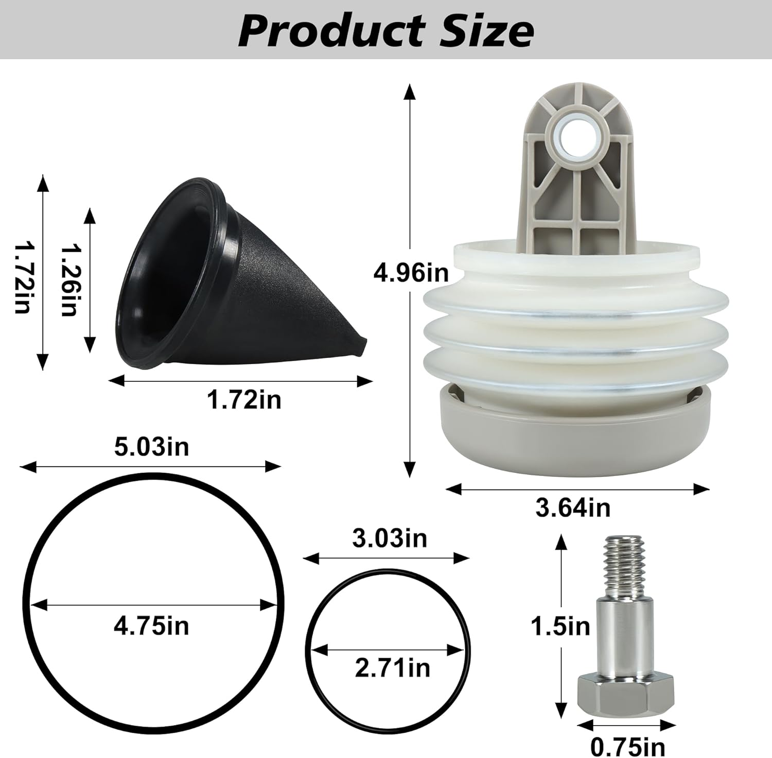 385230980 Pump Bellow Kit with Duckbill Valve and O-Ring Kit Replace for S, T, J Series Vacuum Pump Fits for Dometic Sealand RV and Boat Toilet Vacuflush Parts image number 4