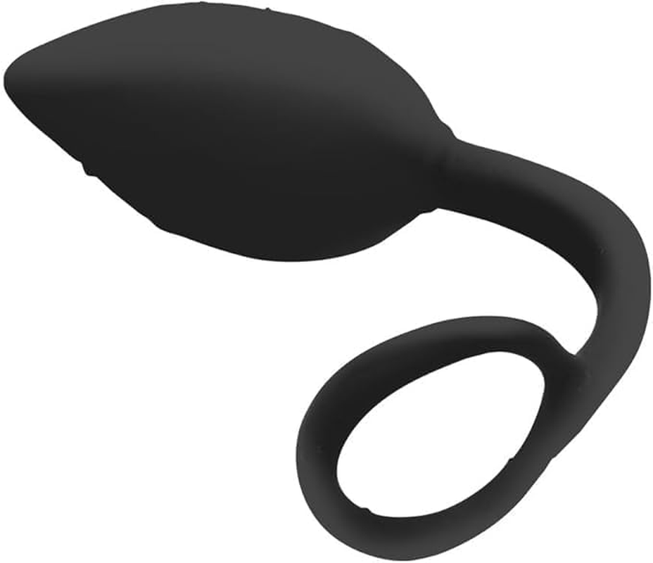 Silicone Anal Plug and Massage Penis Ring for Men and Women, Waterproof Anal Plug with Pull Ring Adult Sex Toy