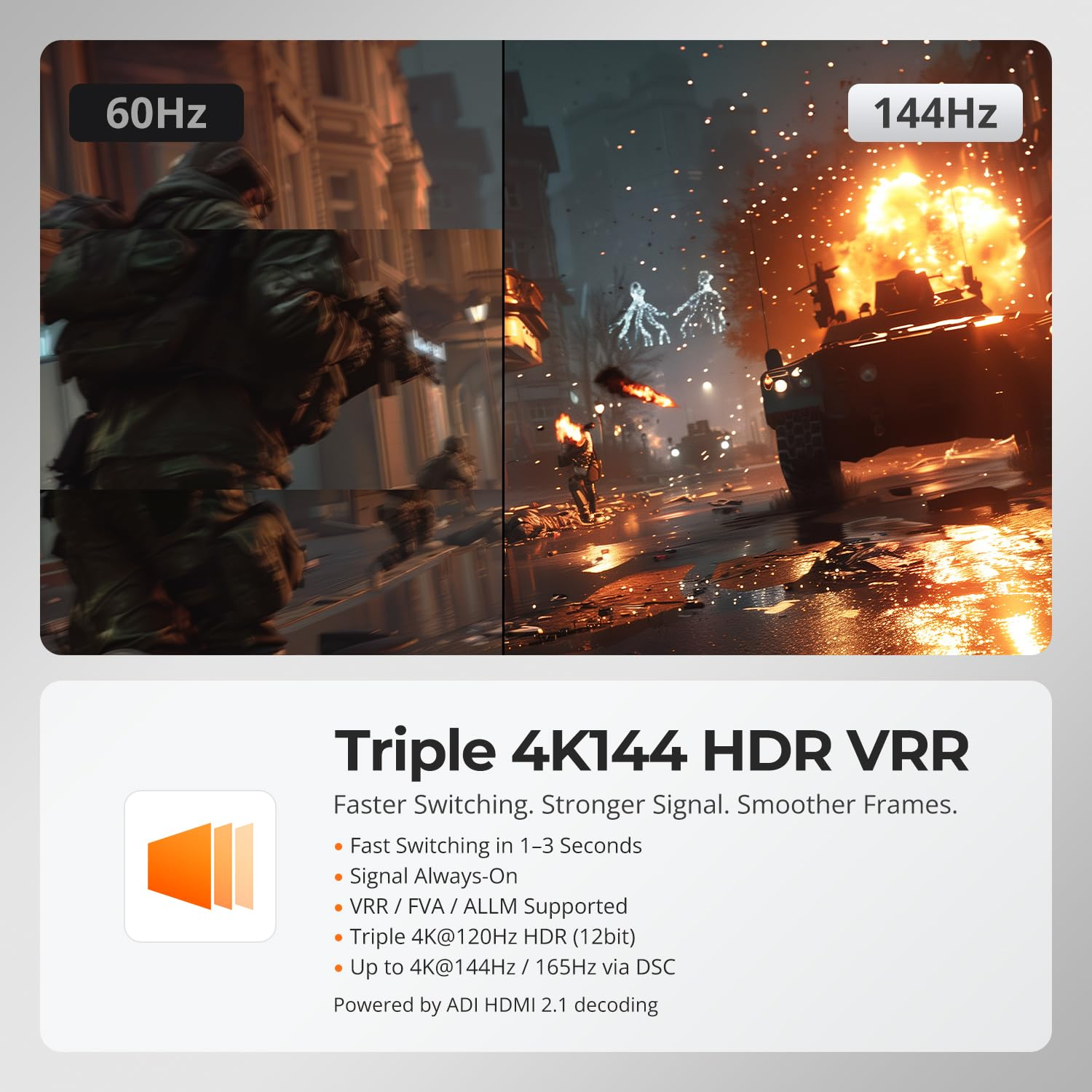 Tesmart HDMI Displayport KVM Switch 3 Monitors 2 Computers,Hdmi 2.1 & DP 1.4 KVM Switch Triple Monitors 8K@60Hz 4K@144Hz for Gaming,Support EDID | USB 3.0 | Gigabit Network | Vrr,Input Cables Included image number 1