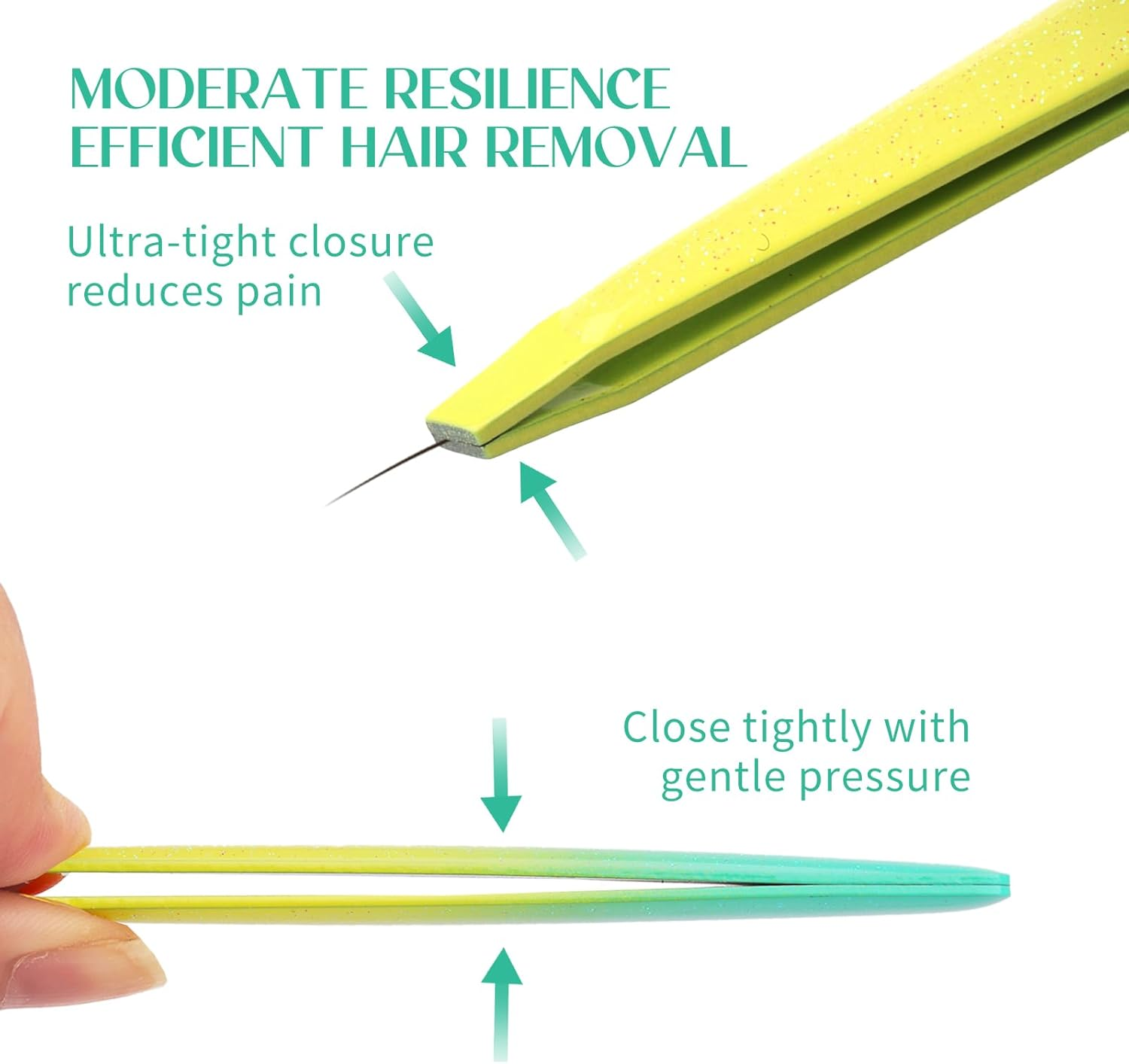 Eyebrow Tweezers Set, 5Pcs Tweezers for Women Facial Hair, Eyebrow Scissors for Ingrown Hair Removal, Professional Stainless Steel Precision Tweezers, Eyebrow Tweezers for Women &Men (Lemon) - Lemon image number 1