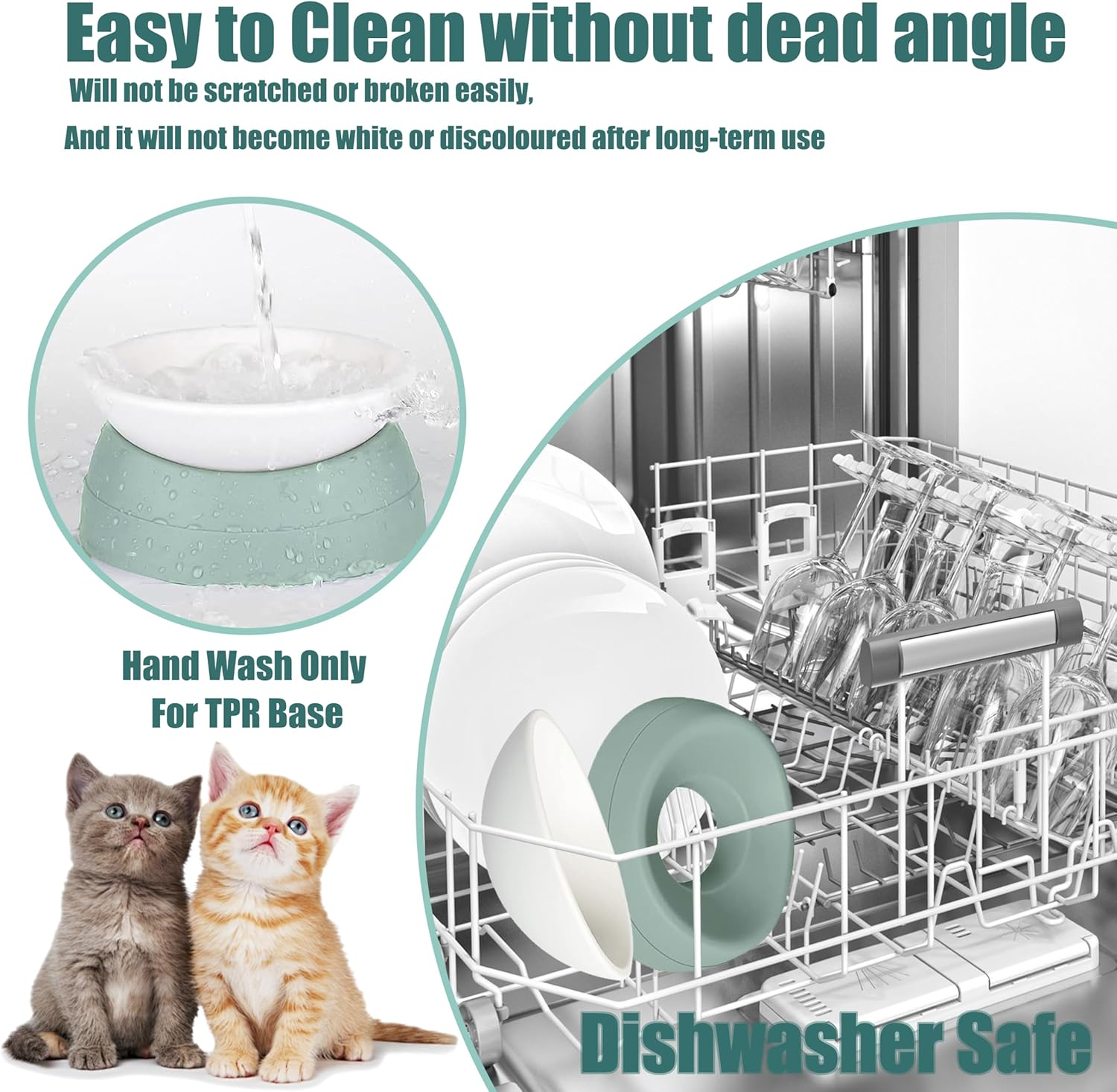 French Bulldog Food Bowl- Slanted Tilted Pug Food Water Bowl,Cat Bowl- Feeder for Frenchie/Shih Tzu/Flat Faced Small Dogs/Puppies/Cats (Green, 2 Cup) image number 6