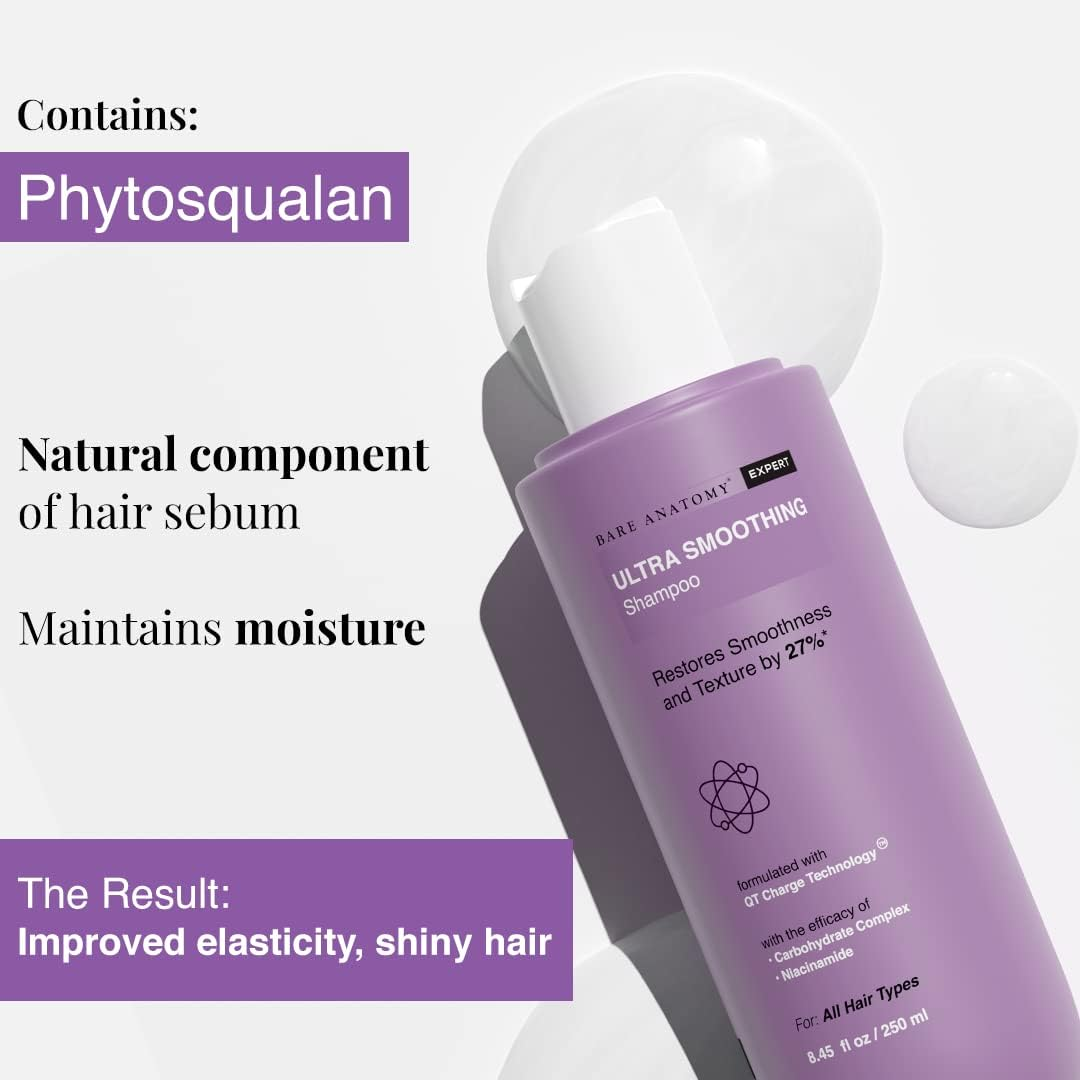 Bare Anatomy Ultra Smoothing Shampoo and Hair Mask Kit | Carbohydrate Complex & Niacinamide | Dry & Frizzy Hair | Paraben & Sulphate Free | Women & Men | 250Ml + 250G image number 4