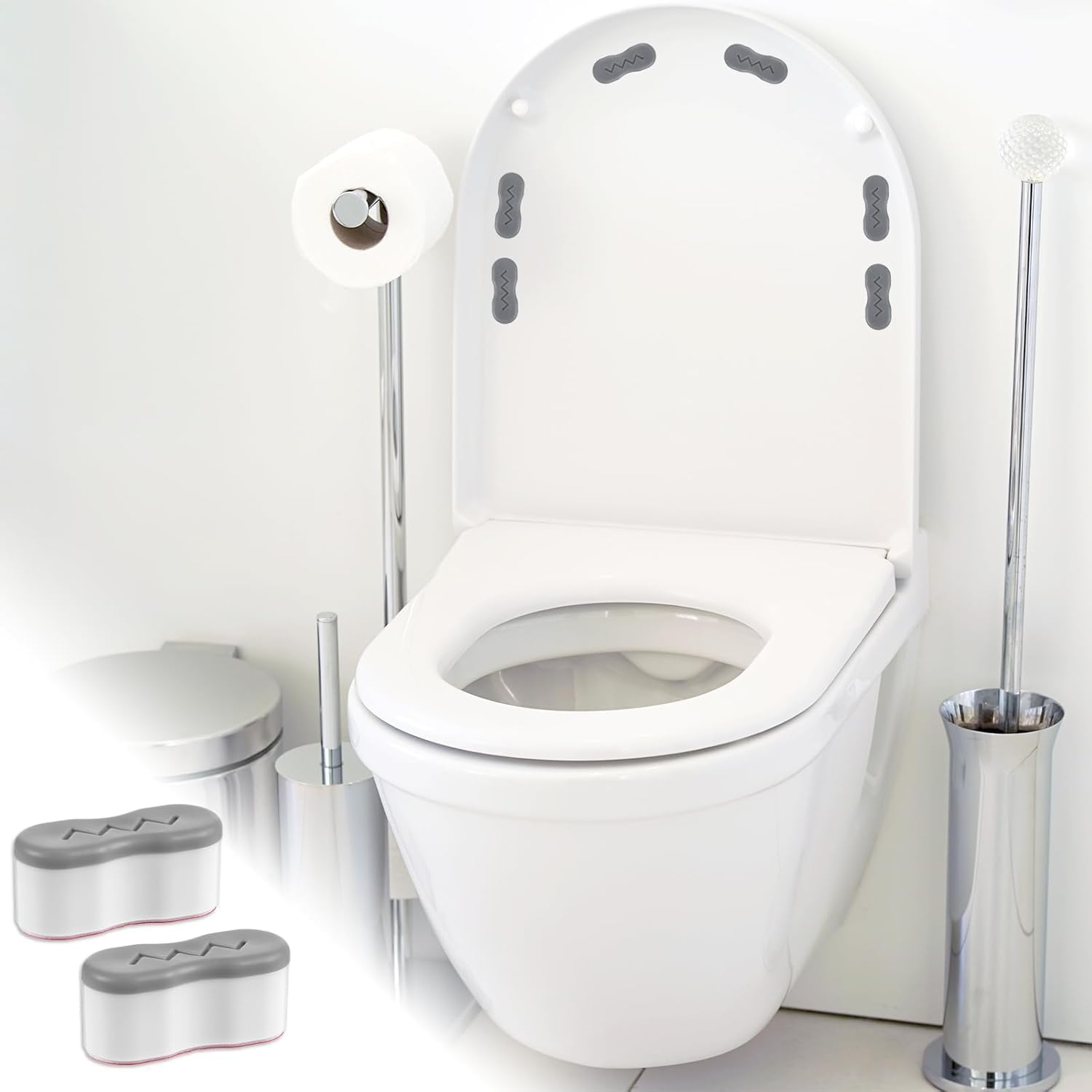 Self Adhesive Toilet Seat Height-Increasing Bumpers Pads, 8Pcs Bidet Bumper Height-Increasing Pads, Toilet Seat Spacers Bidet Height-Increasing Pads for WC Cover image number 2