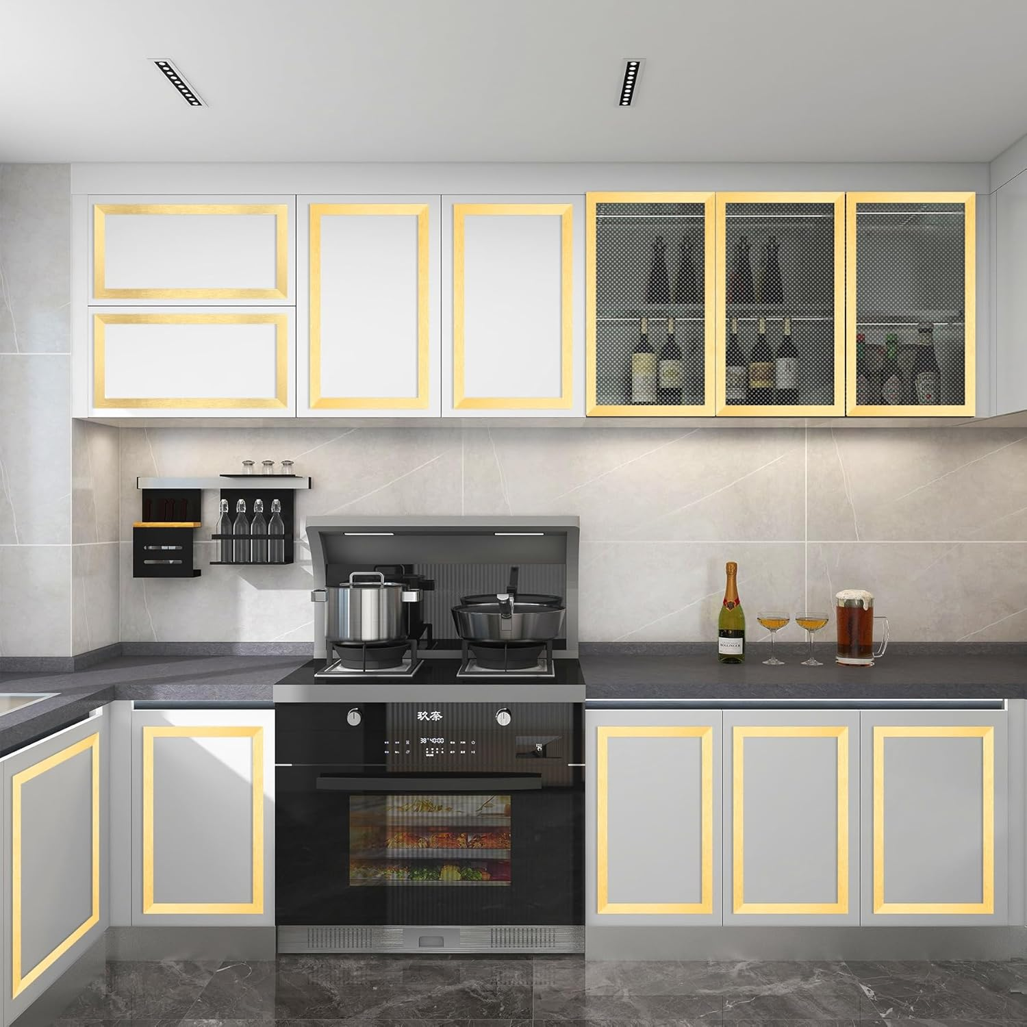 Gold Metalized Brushed Finish Molding Trim, Peel and Stick Strip for Mirror Frame, Wall, Fireplace and Home DIY Decoration (32.8 Ft X 0.8 Inch) image number 4