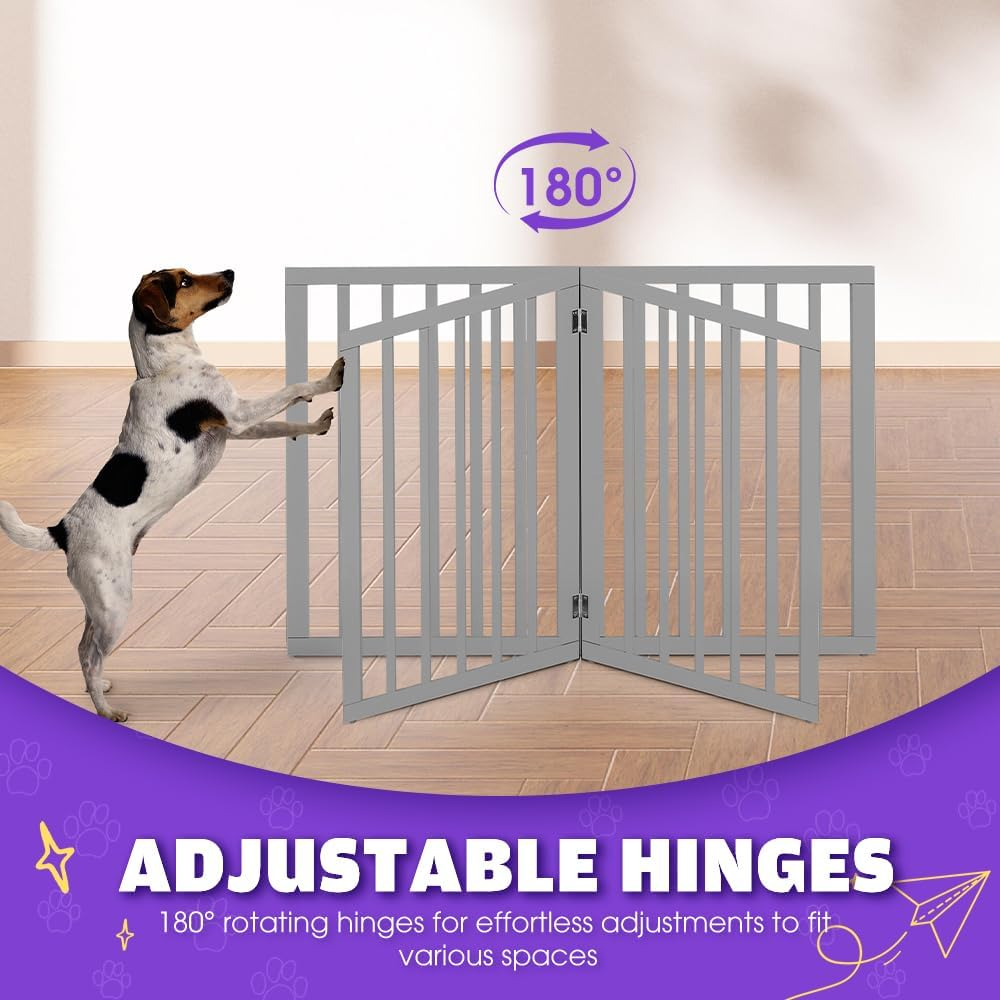 Petzly Collapsible Dog Gate, Freestanding Pet Barrier for Puppies, Small Dogs, and Cats - Ideal for House Stairs, Doorways, and Bedrooms, No-Drill, Indoor/Outdoor, 3-Panel - 141CM X 61CM, Grey image number 5