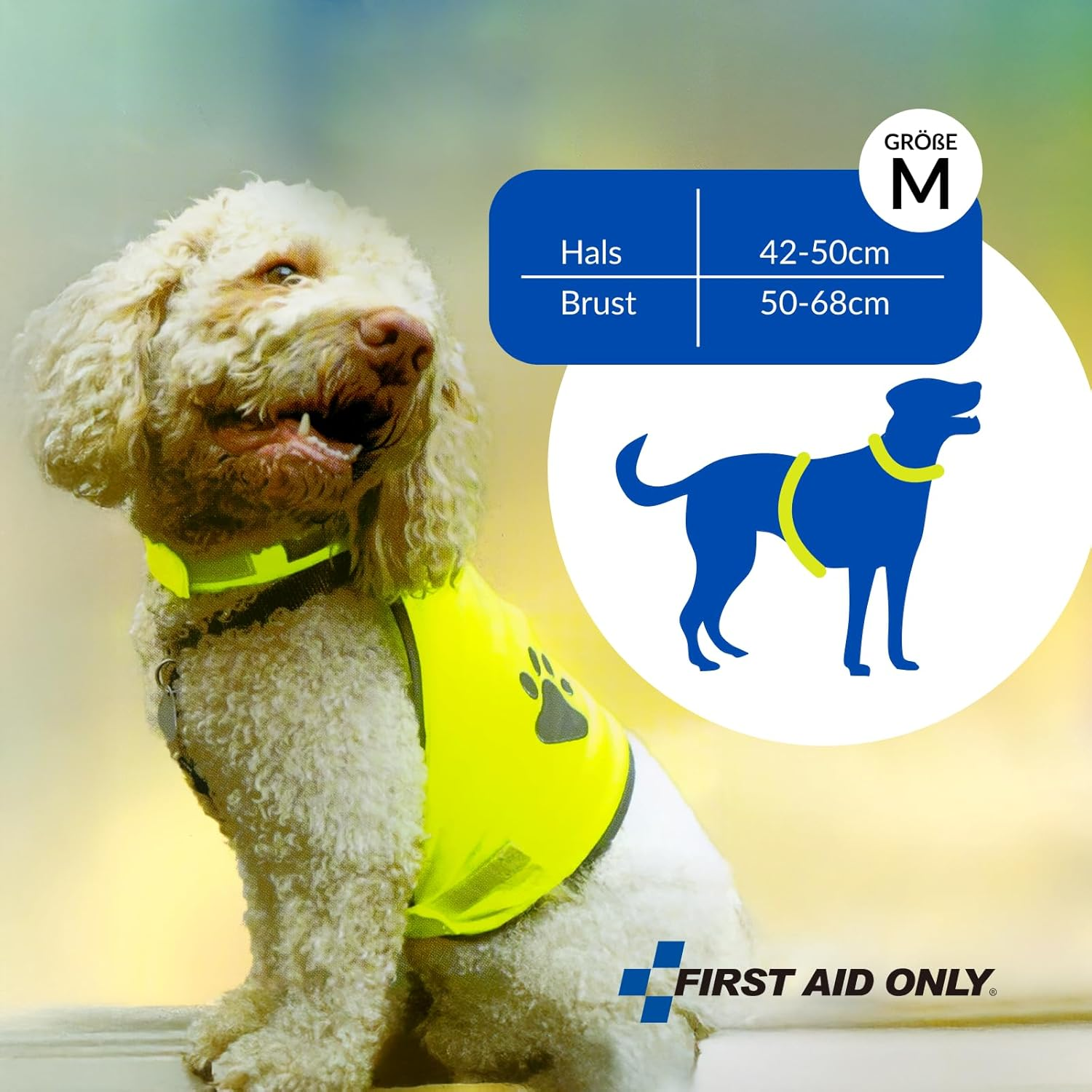 First Aid Only P-91914 00 Dog Safety Vest Yellow Size M | Reflective Vest for Dogs with Reflector | Can Be Attached with Fastener | Neck Circumference: 42-50 Cm, Chest Circumference: 50-68 Cm | 100% image number 2