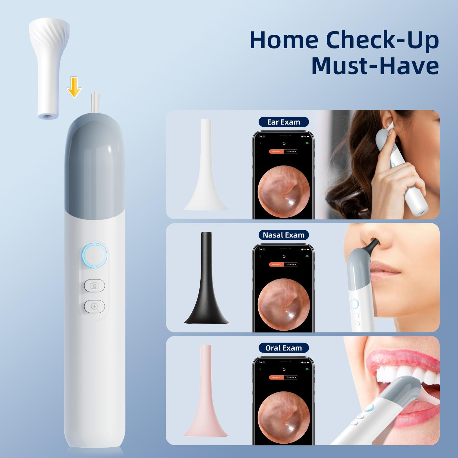 Qimic Wireless Otoscope Ear Camera-1080P Digital Ear Camera with 4 LED Lights, Ear Cleaner Kit with 10 Colorful Speculums Cover, Ear Cleaner for Kids, Adults and Pets, Compatible with Android and IOS - Colorful image number 3