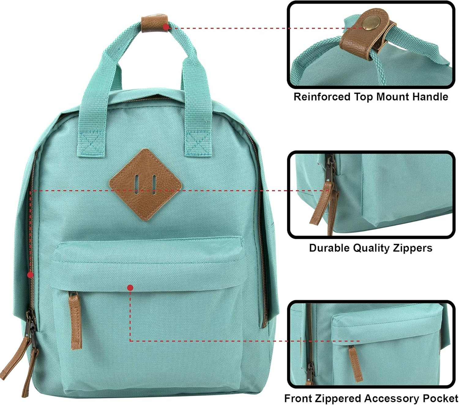 Canvas Mini Backpack for Everyday & Day Pack Rucksack in Solid Color Blocks image number 5
