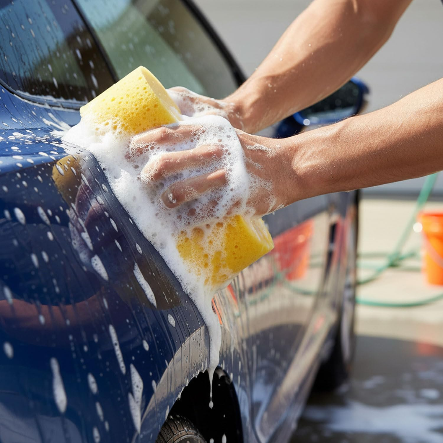 Jumbo Sponges,2 Pack Car Sponges,Washing Windows and anti Scratch Technology,Perfect for Wheels, Windscreen & Bodywork for Car Cleaning (2PCS Yellow) image number 4