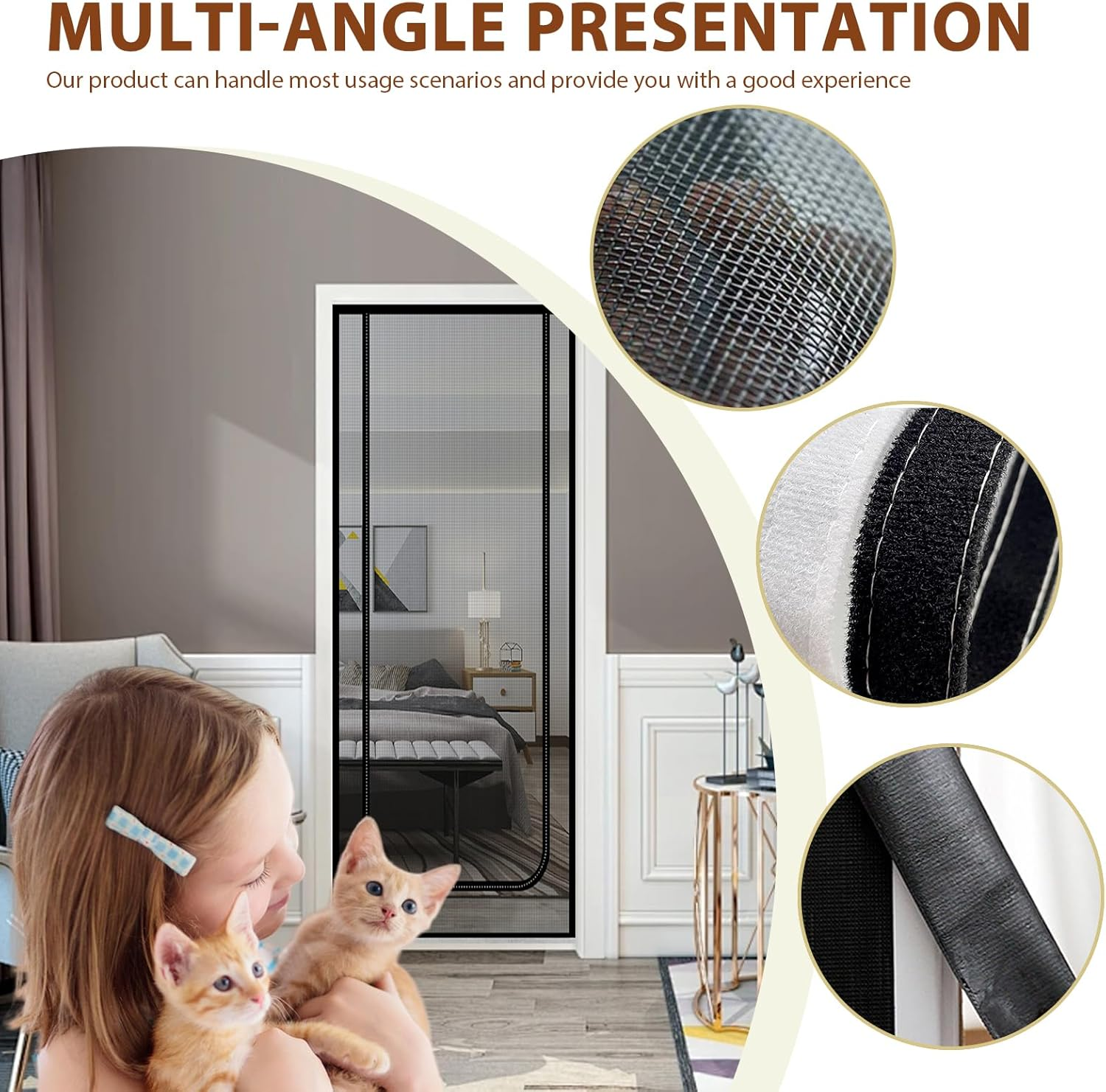 Reinforced Cat Screen Door, 80 Cm X 200 Cm, Pet Safe Mesh Door, Cat Gate Balcony Door, Pets Screen Door with Zip, Prevents Dogs and Cats from Leaking from Home image number 1