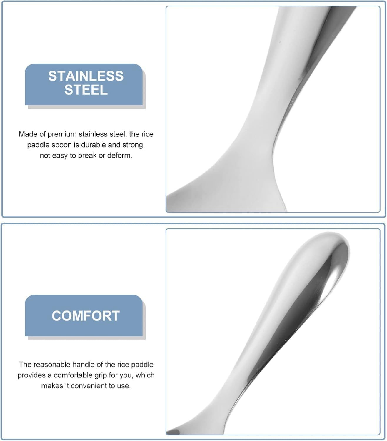 3 Pcs Stainless Steel Spoon- Non-Cooker Spoon, Scooper for Perfect Serving & Stirring Cooking Utensil Rice Servers Soup Ladle Oil Skimmer for Rice Maker Kitchen Tool image number 1