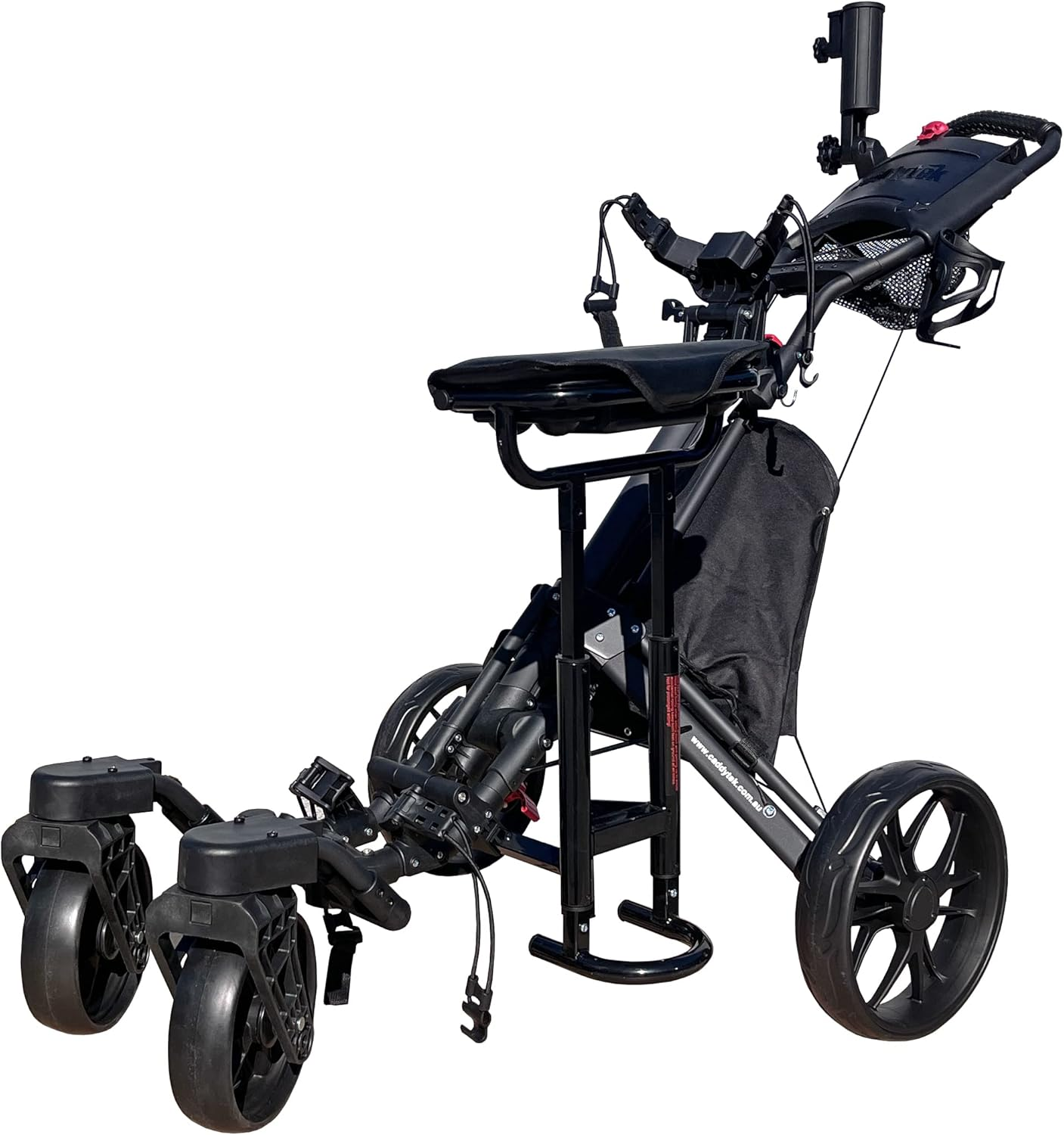 Caddytek Caddycruiser ONE-S Pro One-Click Folding 4-Wheel Golf Buggy with 360-Degree Swivel Front Wheel - Black + Removable Seat - 12-Month Australian Warranty &hellip; image number 2