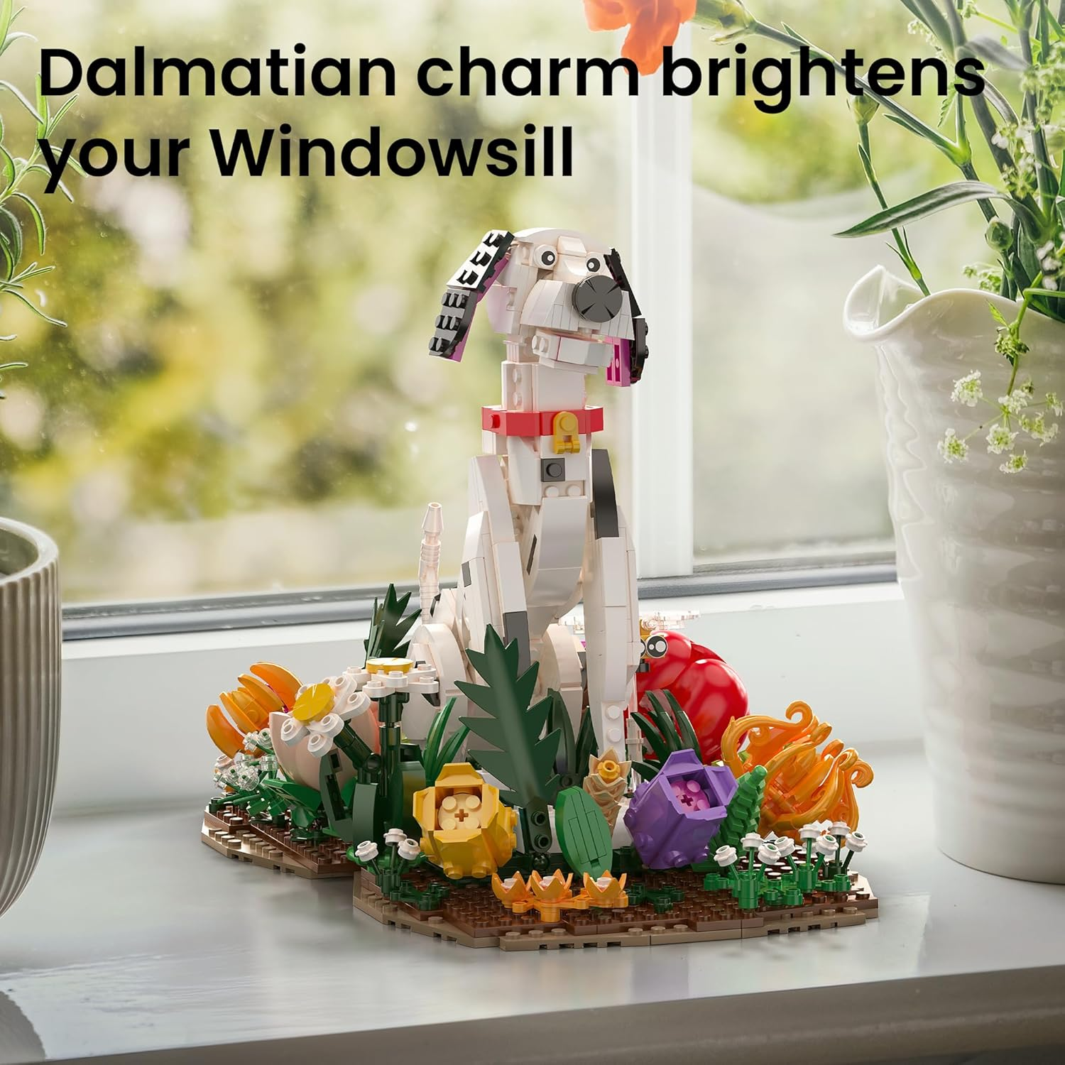 Sillbird Dalmatian Flower Dog Construction Kit for Children & Adults, Puppy Construction Set with Flowers, Christmas & Birthday for Animal & Plant Lovers, from 10 Years (1097 Pieces) image number 4