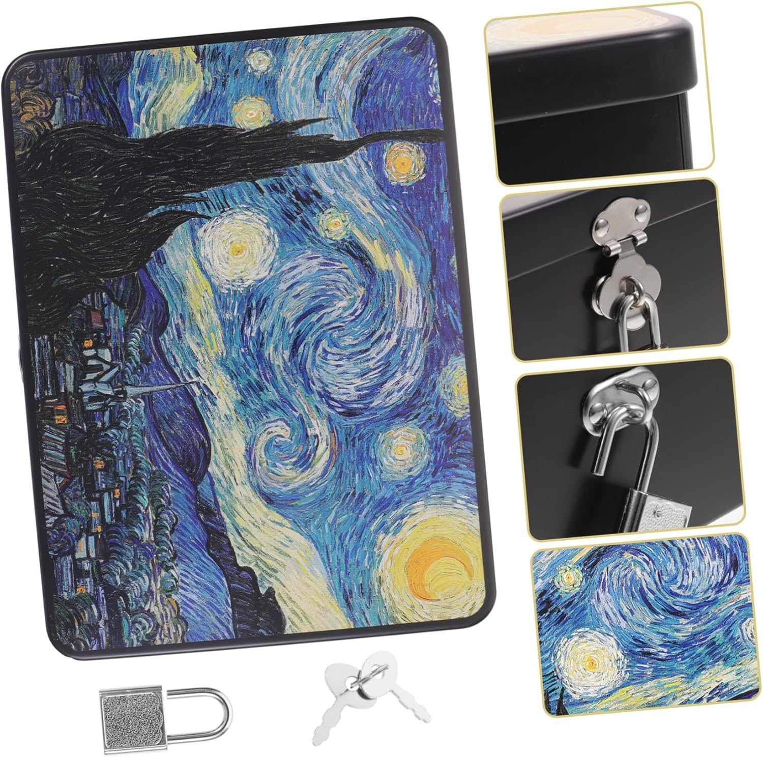 Vintage Tinplate Storage Box Lid Yale Decorative Onion Potato Storage Basket Personal Lock Tin Case for Jewelry Organizer image number 3