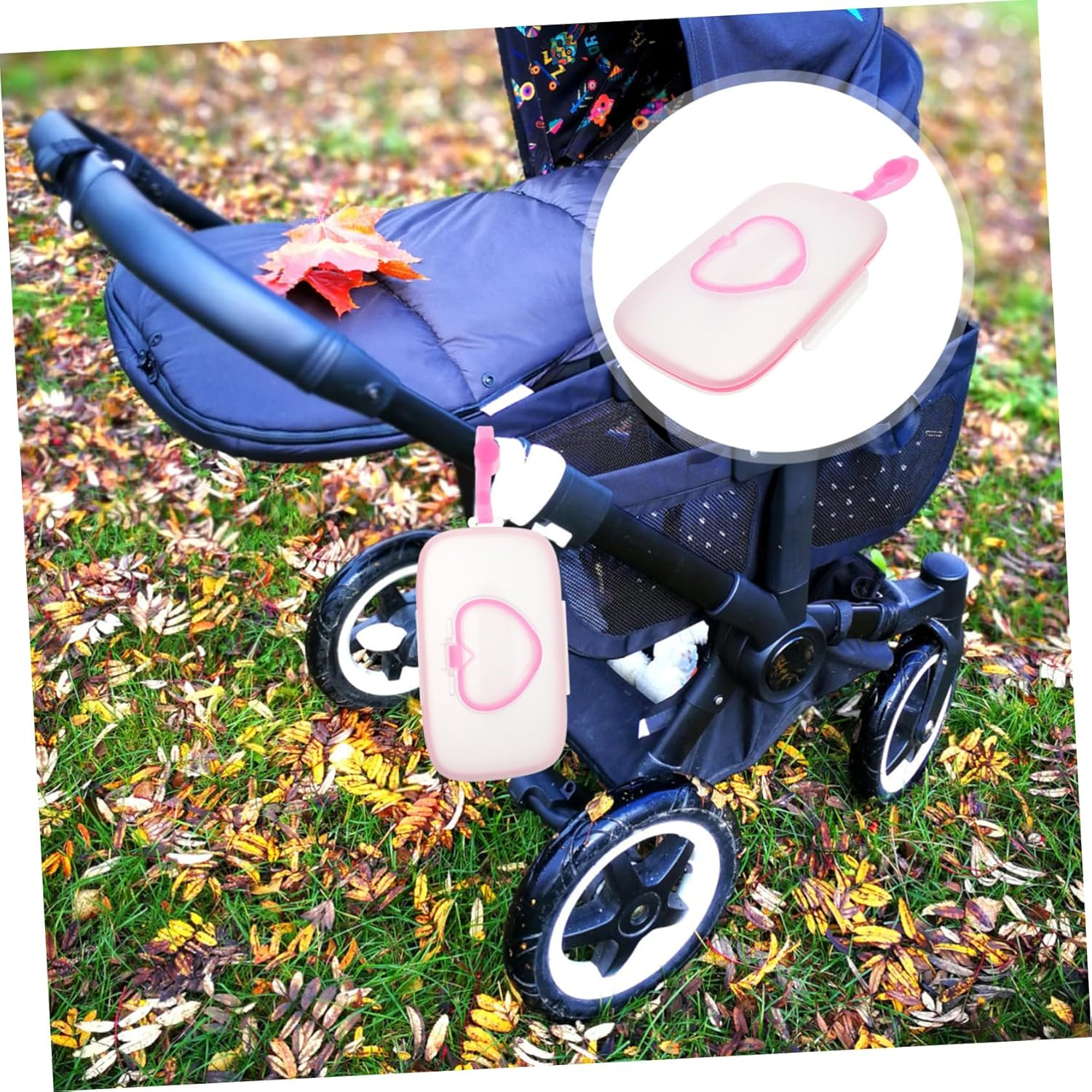 Portable Baby Wet Tissue Box Hanging Case Lid, White and Pink Wet Wipes Holder for Outdoor Travel, Infant Hand and Mouth Wipes Storage image number 4