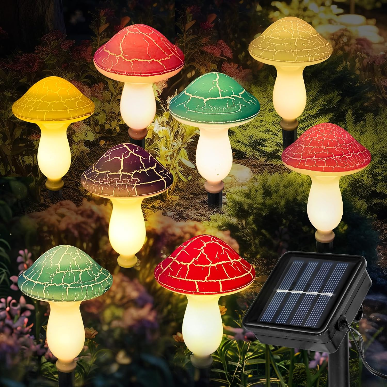 Pack of 8 Mushroom Solar Lights for Outdoor Garden, Garden Light, Waterproof Path Light, Solar Lights, Garden Decoration for Outdoors, Garden Decoration, Solar Lights for Outdoors, Solar