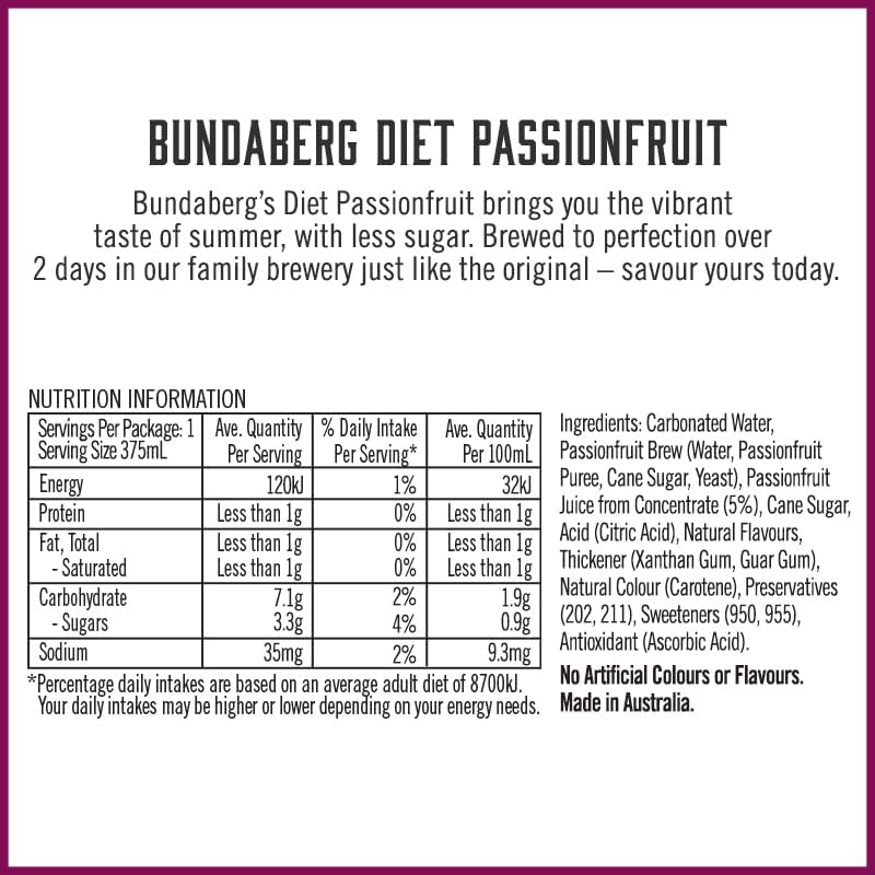 Bundaberg Diet Passionfruit 24 X 375Ml image number 4