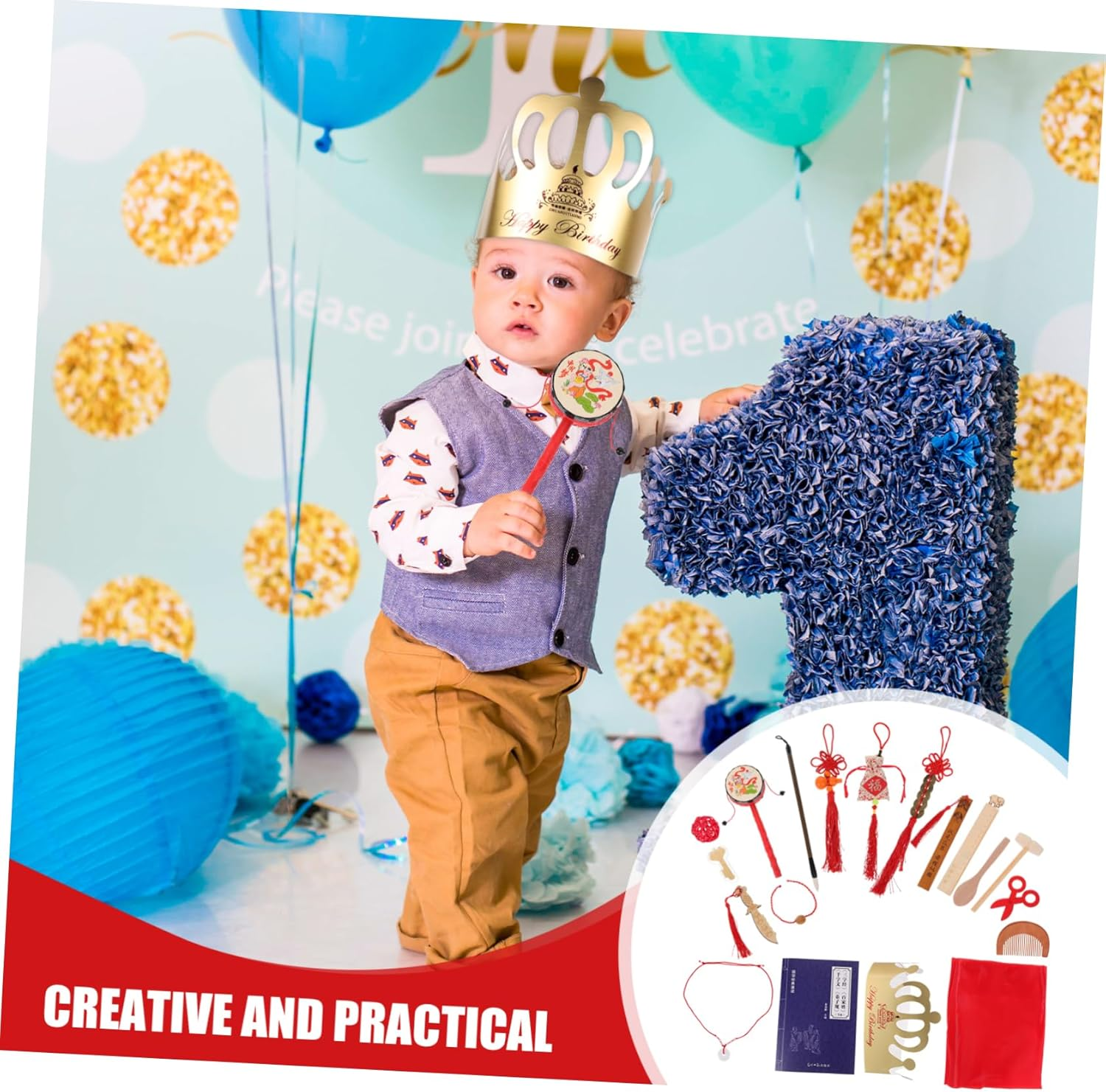 1 Set Chic Chinese Style Birthday Set Grabbing Playthings for Meaningful Celebrations for Home Decor