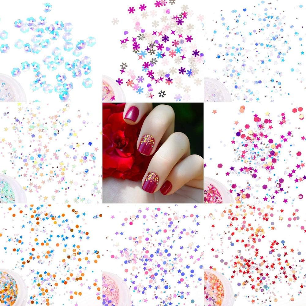 20 Boxes 3D Butterfly Nail Glitter Sequins Snowflake Diamond Star Shaped Sequins for DIY Nail Art Decoration image number 4