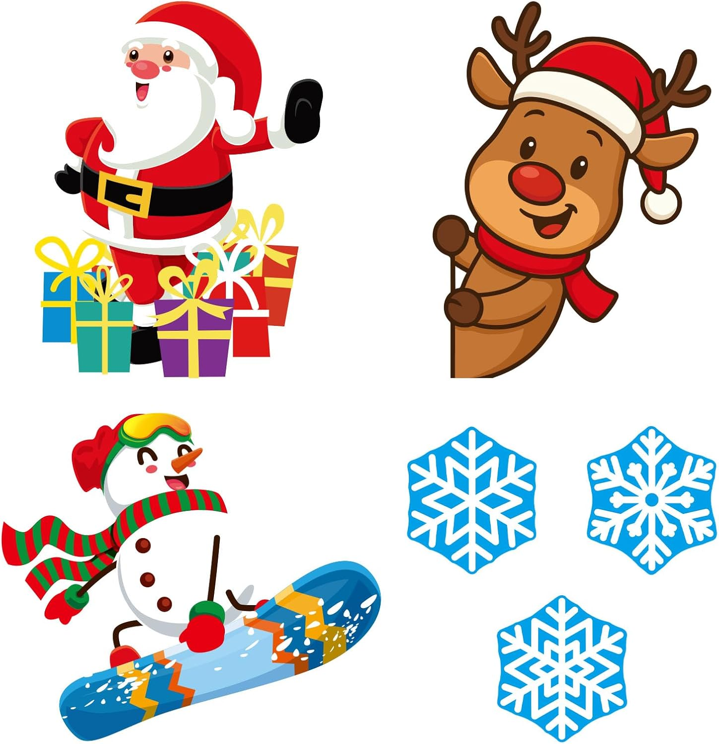 6Pcs Christmas Car Magnets, 6 Style Waterproof Reflective Cute Christmas Car Magnets with Snowflake Santa Clause Snowman Elk Elements for Winter Party Home Fridge Vehicle Decor image number 3