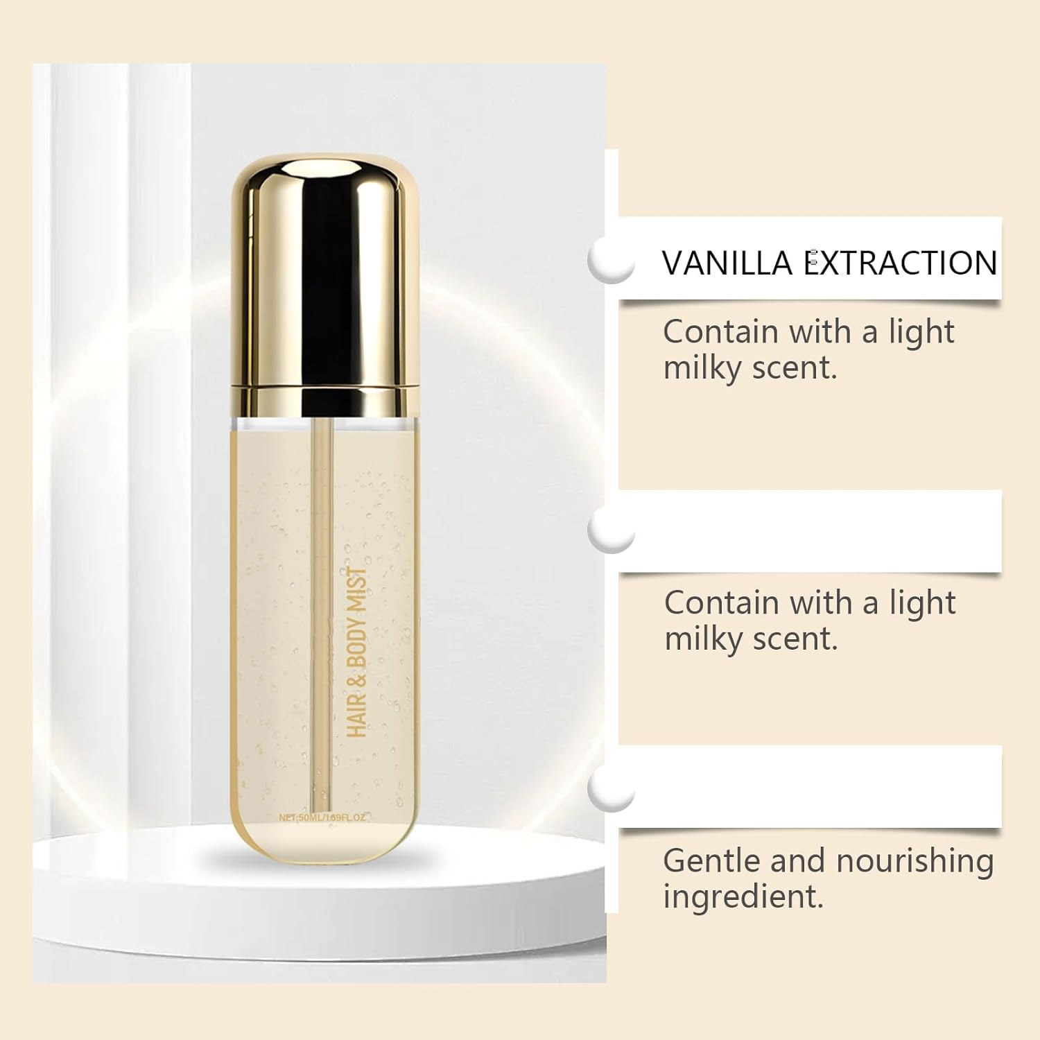 Vanilla Hair and Body Mist, Long-Lasting Perfume Spray for Women & Men, Light Fragrance Mist for Skin and Hair Care, Nourishing, Soothing for Lightweight Hydrating & Refreshing (3Pcs)