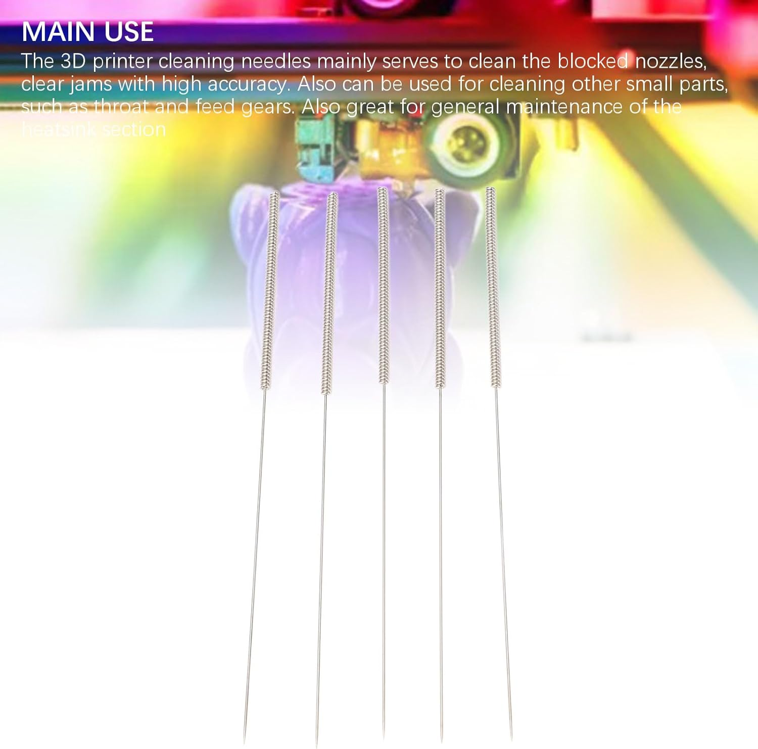 Viagasafamido 3D Printing Nozzle Cleaning Needles 0.4 Mm, 20Pcs 3D Printing Nozzle Cleaning Needles 0.4 Mm, Kit for Accessories image number 4