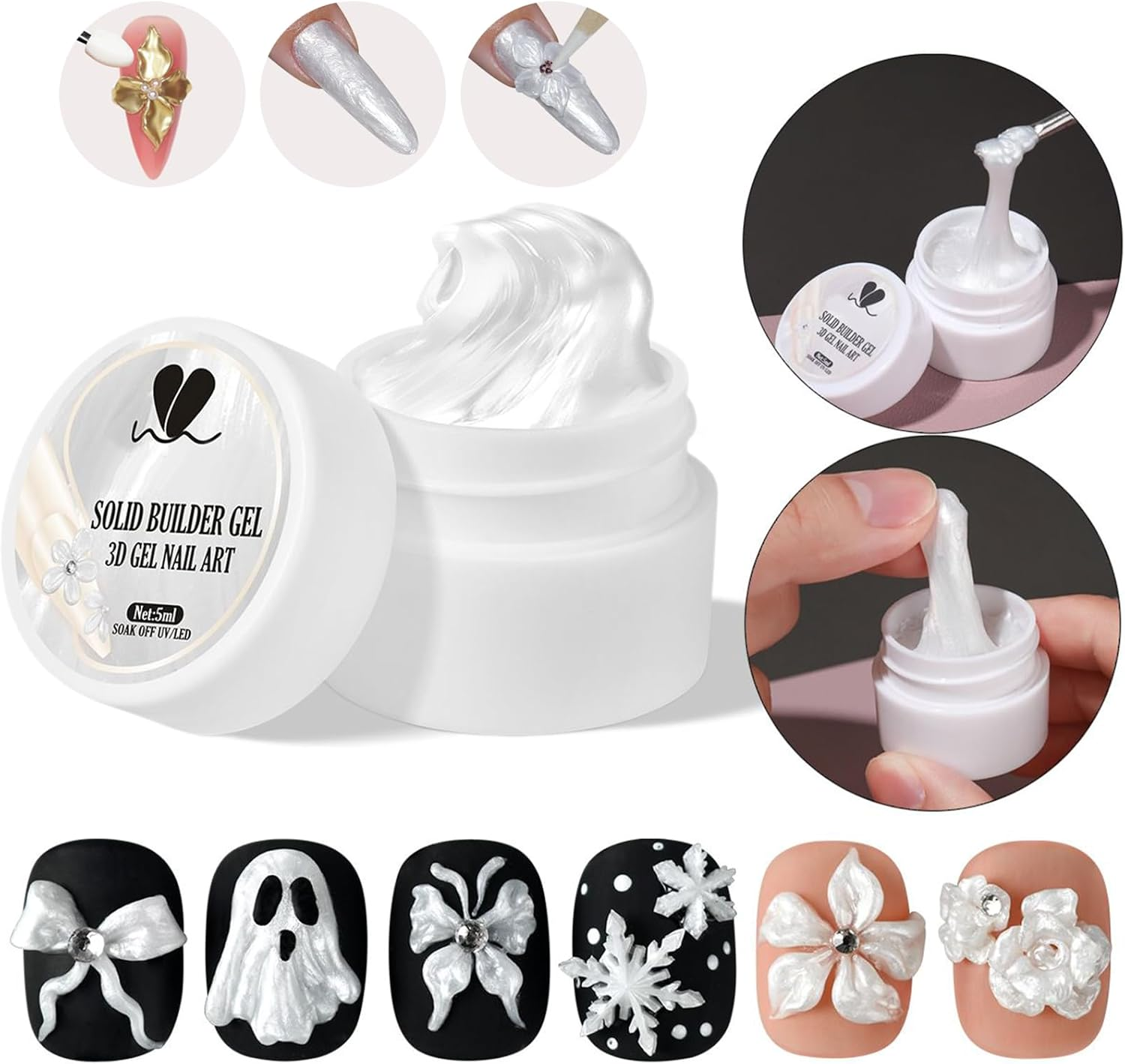 Nail Sculpting Gel,3D Solid Nail Gel - 5Ml Non-Sticky Builder for Molding Design Extension Carving Girls Women Beginner Professional image number 2