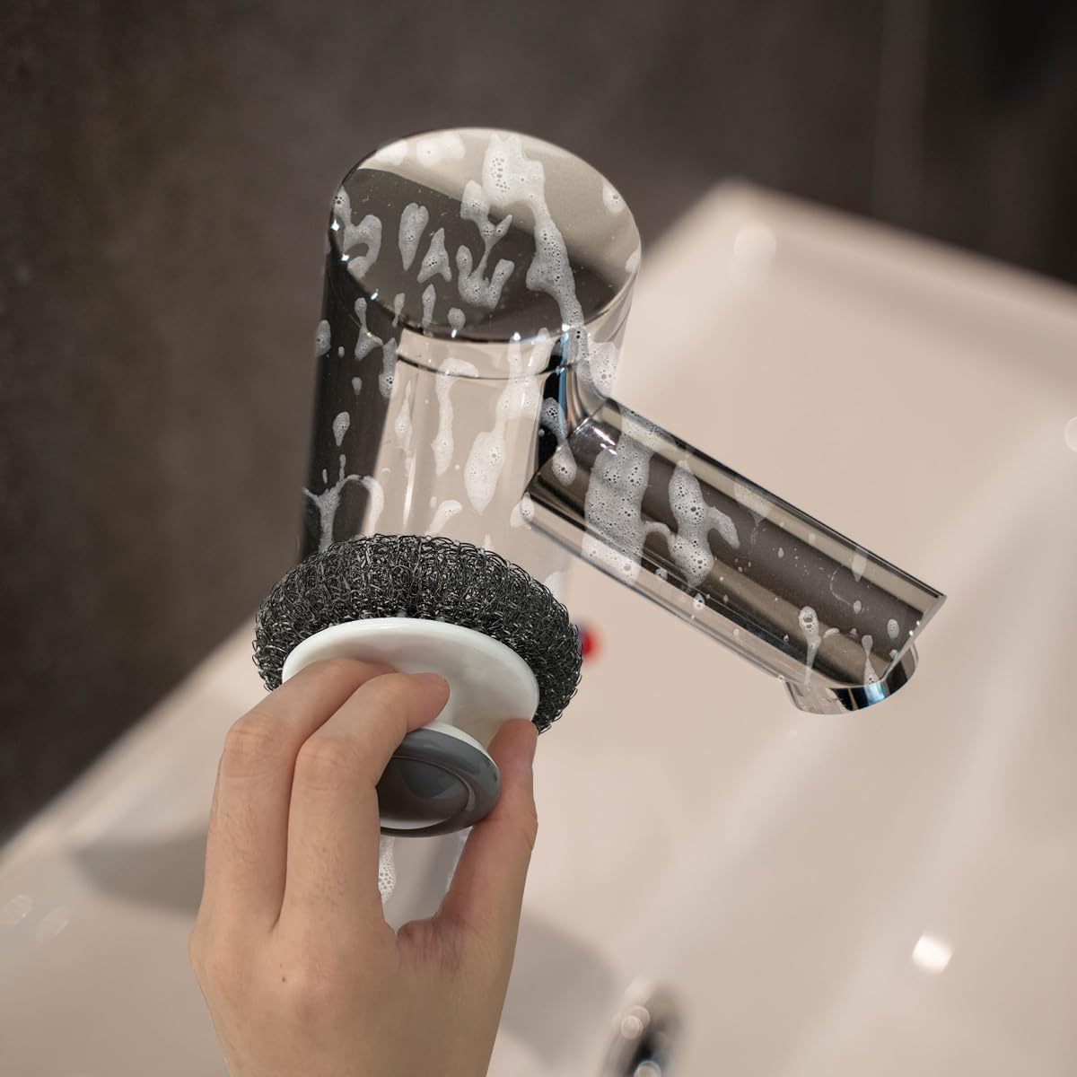 2Pcs Stainless Steel Scrubber Dish Scrub Brush with Handle ，Multipurpose Kitchen Cast Iron Scrubber for Pots, Grills, Ovens & Other Tough Cleaning Jobs (Metal Steel Style) image number 6