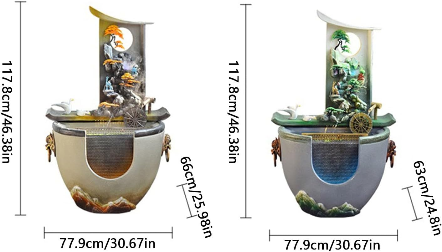 Outdoor Fountain New Chinese Water Fountain with Feng Shui Wheel and Fish Pond, Decorative, Circulating Landscape Ornaments, Suitable for Living Room, Office, Courtyard(Yellow)