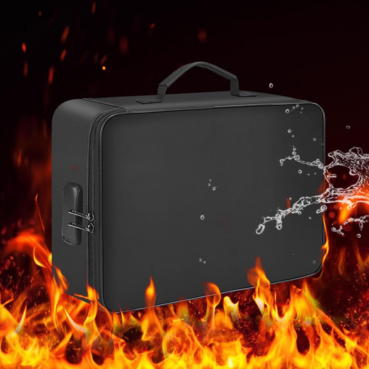 Eosnow Fireproof Document File Bag, Hard Shell Fireproof Document Case Large Capacity PVC for Passports image number 3