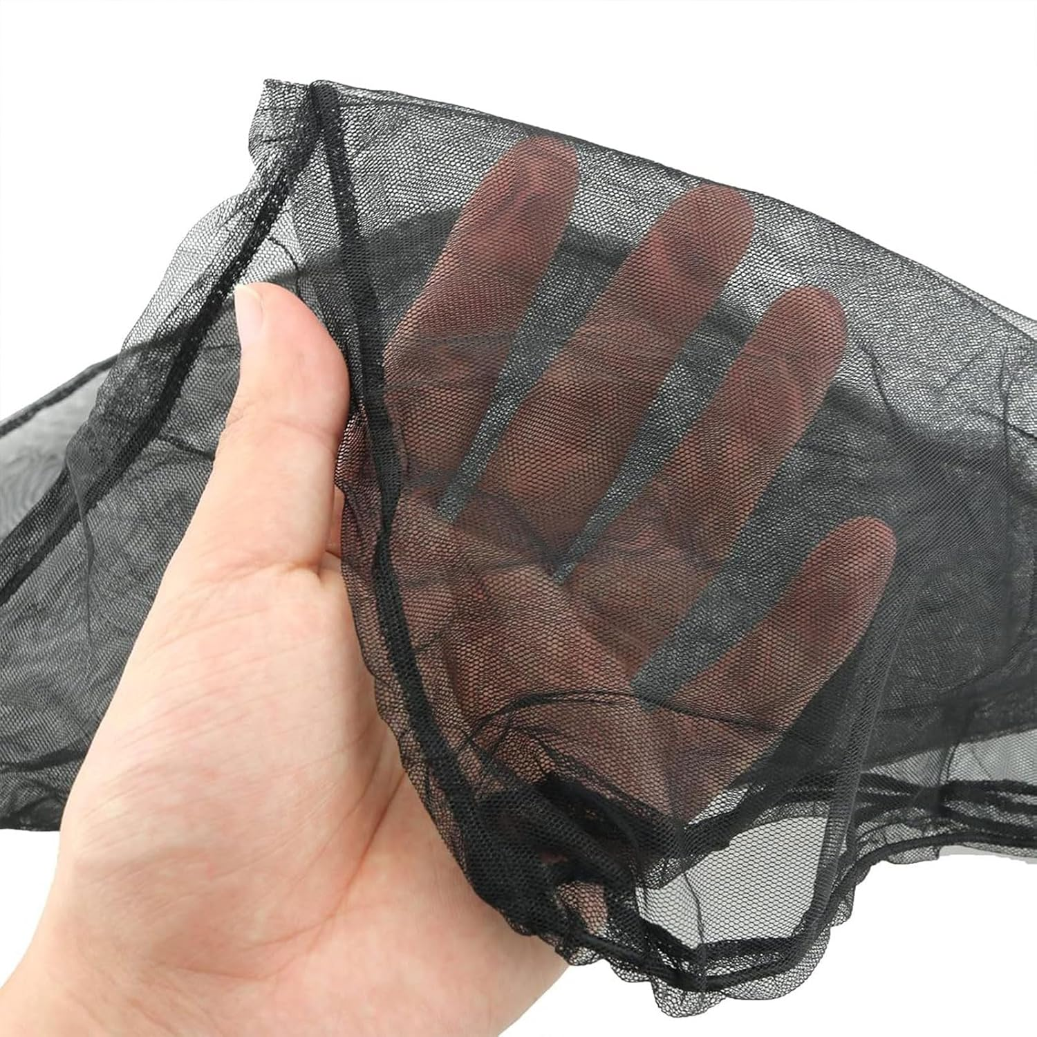 RIBHNXHI Fly & Bug Protection Head Net | Ultra Large & Long, Extra Fine Holes for Camping, Hiking, Fishing, Gardening, Safari | 2 Pack Fits All Hats for Men & Women Black image number 5