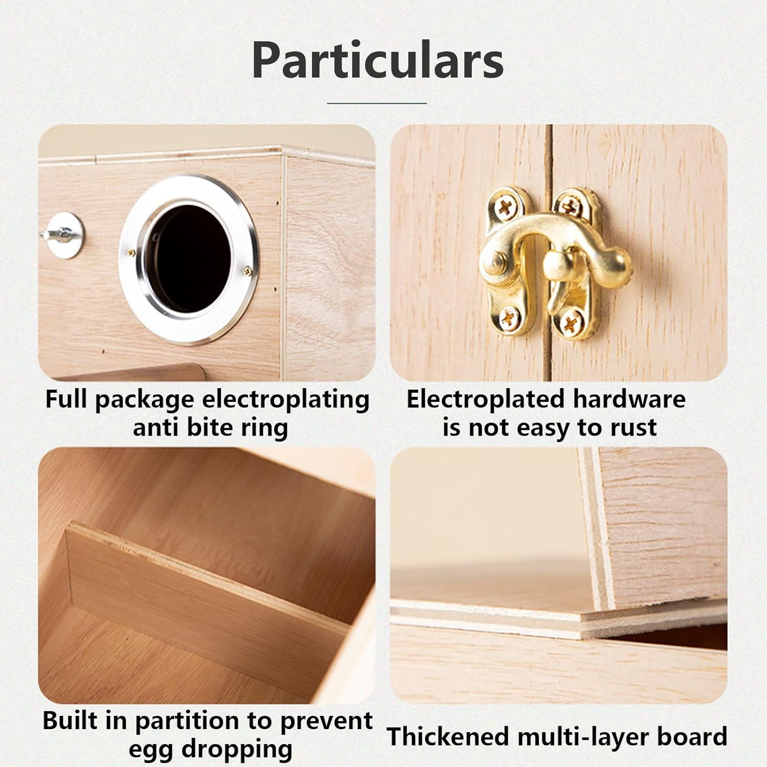9.8 X 5.1 X 5.1Inch Parakeet Nesting Box, Bird House Bird Breeding Box Wooden Hatching House Mating Cage Nest Wood House