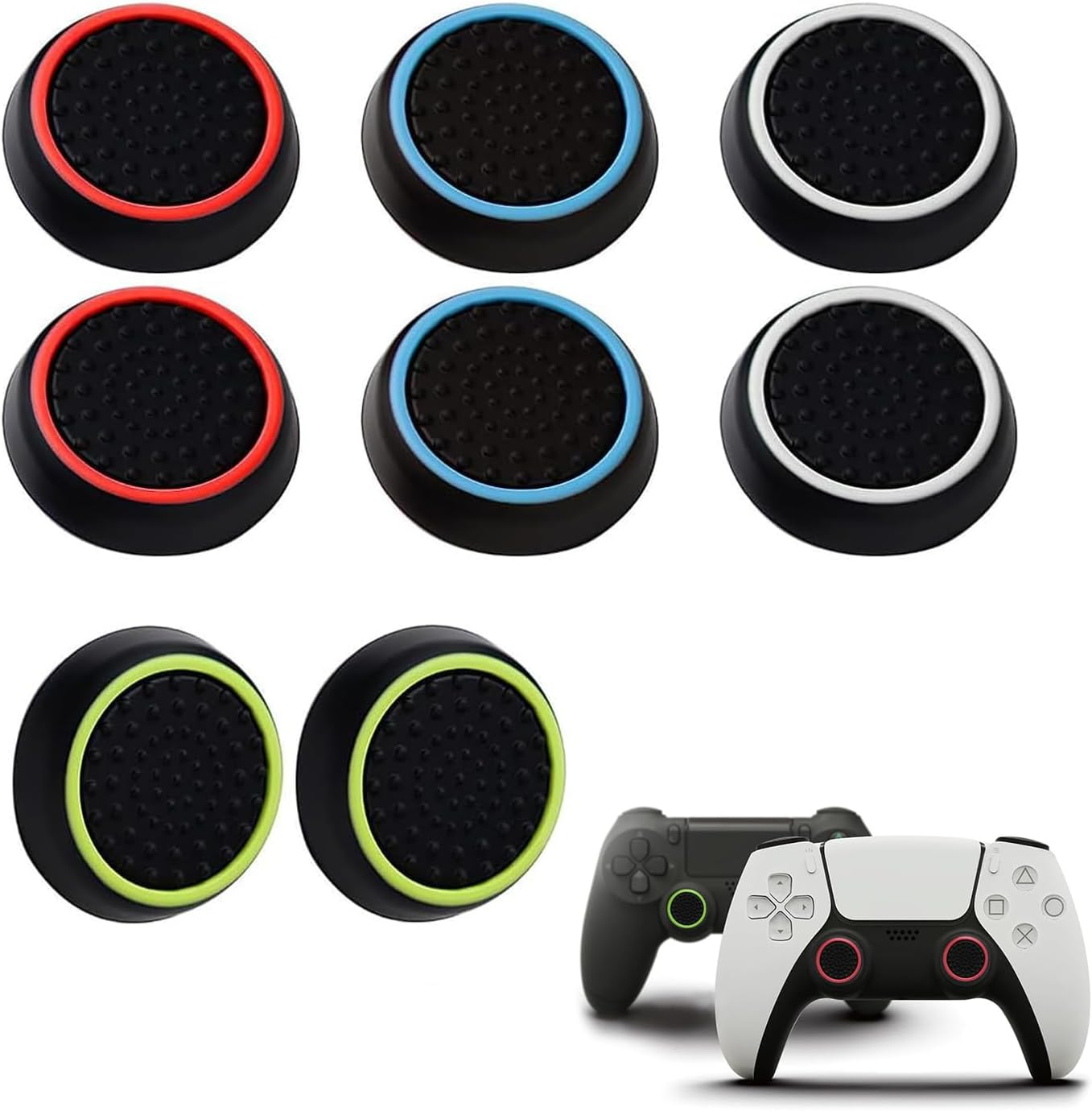 Fokmuaex 8 PCS Performance Thumb Grips for PS5, PS4, Xbox Series X/S & Steam Deck - Non-Slip Joystick Controller Covers with 4 Colors - Enhanced Grip for Gaming Consoles image number 4