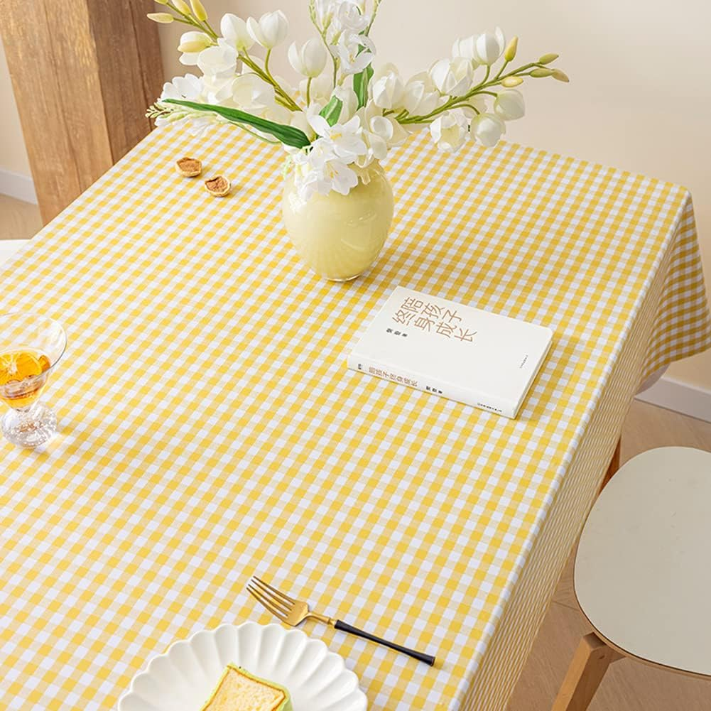Waterproof Vinyl Tablecloths, Heavy Weight Oil Proof Wipe Clean PVC Table Cloth Plastic Table Cover for Kitchen Dining Table Indoor and Outdoor Use, 140 * 220Cm(55" X 86")