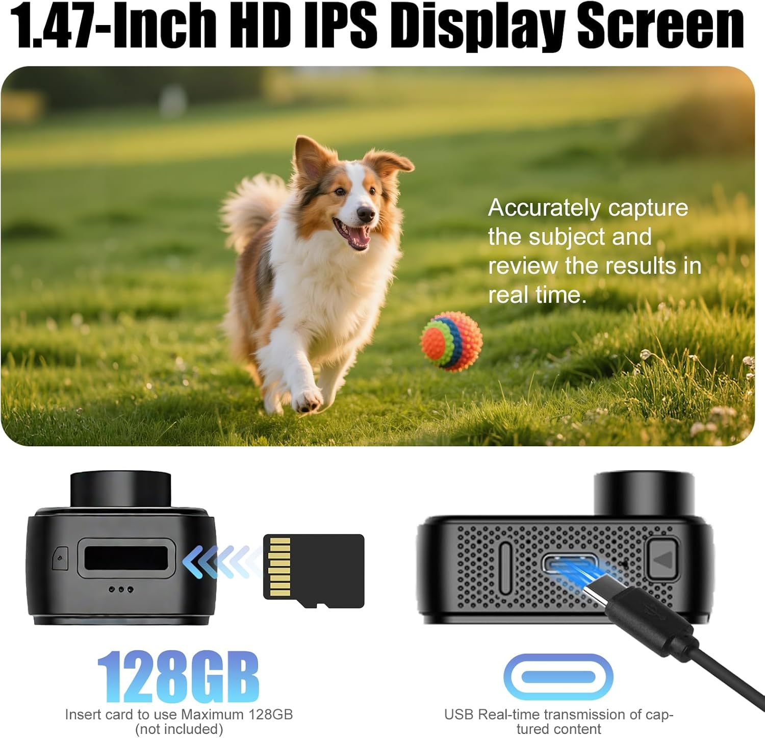 OBEST Mini Sport Camera 1080P with 1.47-Inch Ips,Action Camera HD Lens with a 130-Degree Wide-Angle Lens,Cat Collar Camera for Cyclist, Outdoor Adventurer,Animal image number 5