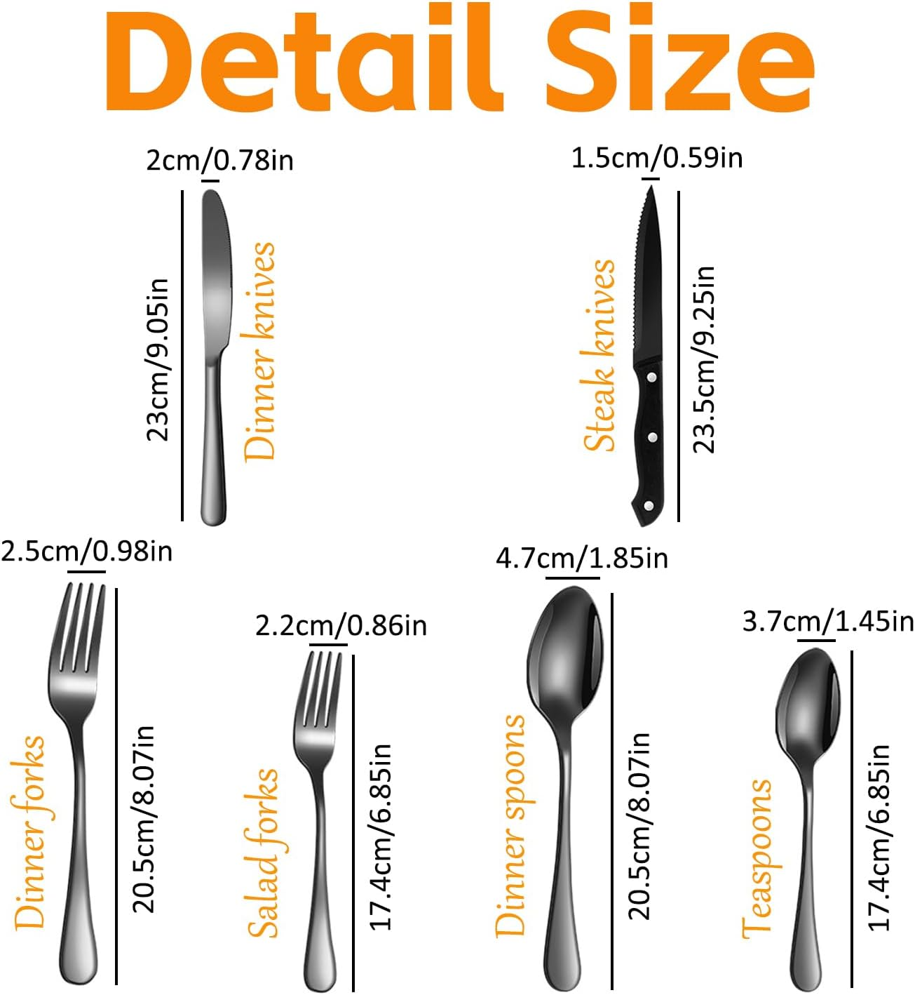 Shgarden 48Pcs Black Silverware Set Stainless Steel Black Flatware Set for 8 Mirror Polished Cutlery Utensil Set Eating Tableware Set for Home Kitchen Restaurant Hotel Dishwasher Safe SH0058 (Black) image number 6