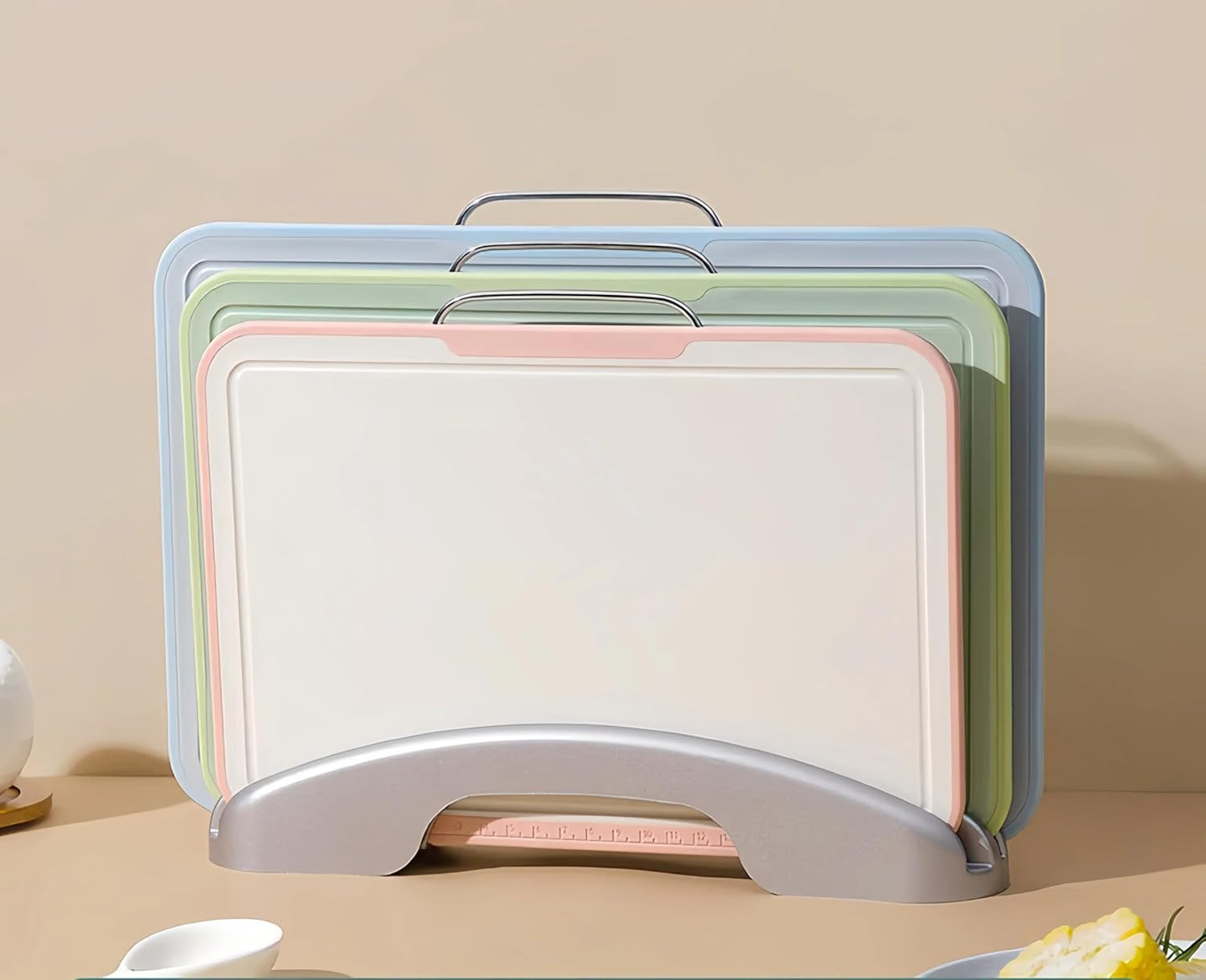 Roagoway 3-Piece Chopping Board Set with Storage Holder, Kitchen Cutting Board Food Prep Mats image number 2