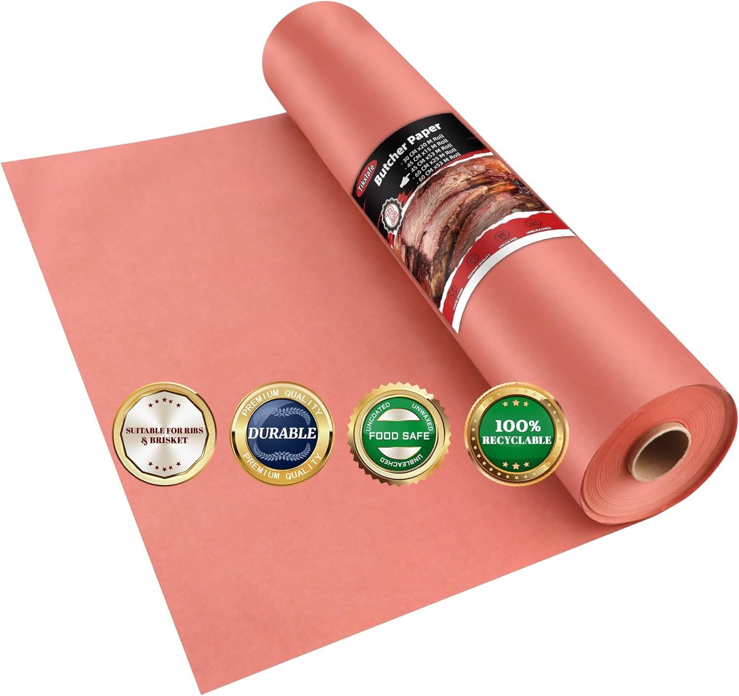 Butcher Paper, Pink, BBQ Kraft Paper, 60 Cm X 53 M, the Original Butcher Paper for Grill, Smoker, Fish Meat, Grill, Perfect Cooking of Juicy