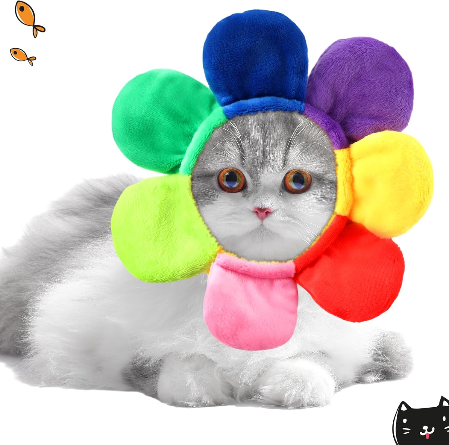 5 Pcs Cat Hat Adorable Costume Bunny Hat with Ears Funny Mane Cat Hat for Cats and Small Dogs Kitten Puppy Party Costume Accessory Headwear (Panda, Rabbit, Pineapple, Strawberry, Flower) - Avocado, Orange, Strawberry, Pineapple, Frog image number 2