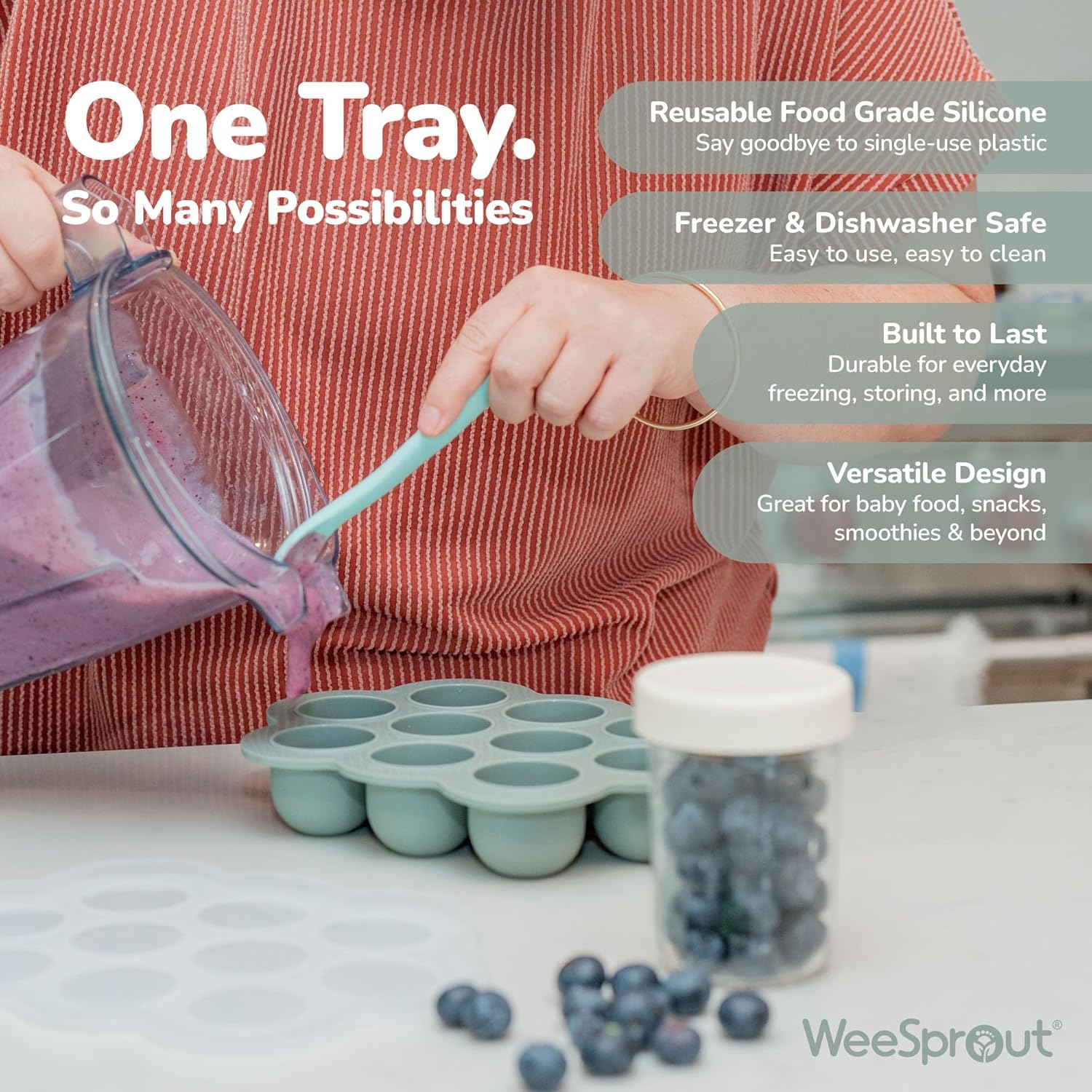 Weesprout Baby Food Freezer Tray with Hard Plastic Lid (Temp RED) image number 6