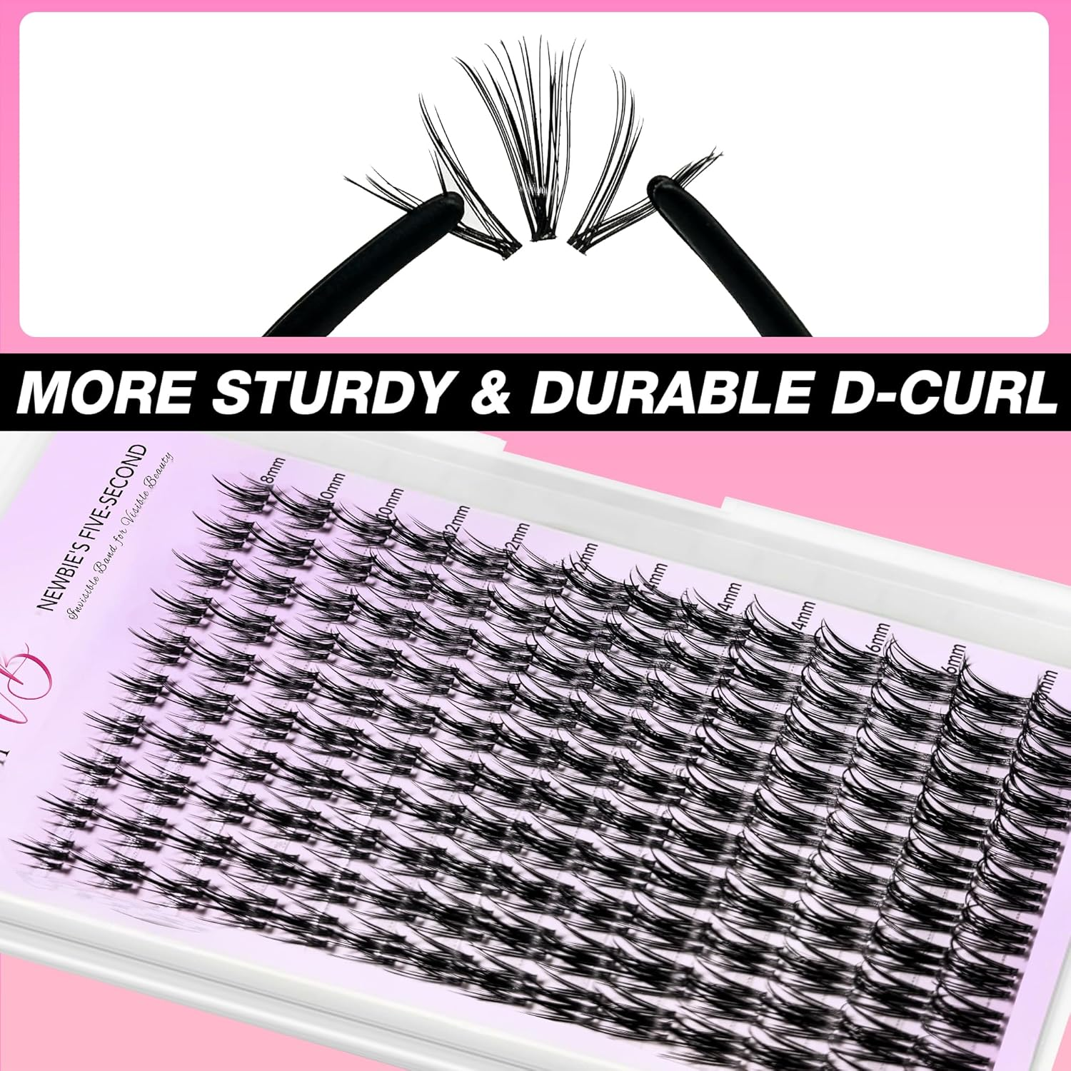 VEYESBEAUTY Lash Clusters Eyelash Extensions Thin & Invisible Band DIY Individual False Eyelashes Newbie'S Five-Second Series Wispy Lash Tray for Self-Application, Camellia Lashes 8-18Mm Mixed Length image number 5