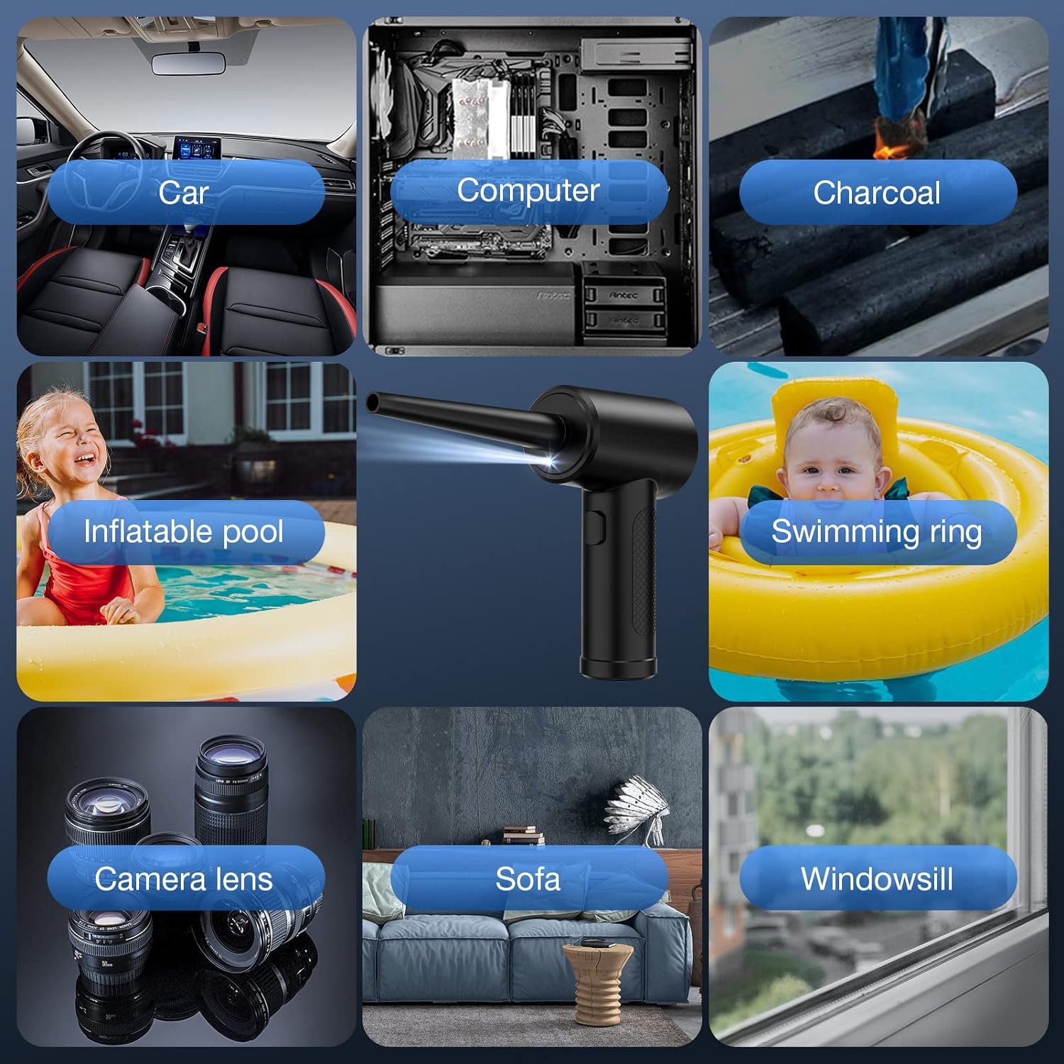 LGINZS Compressed Air Duster, 3 Gear to 51000RPM Cordless Electric 6000Mah Rechargeable Blower with LED Light for Laptop Computer Keyboard Cleaning Pet Hair Crumb Replaces Can image number 6